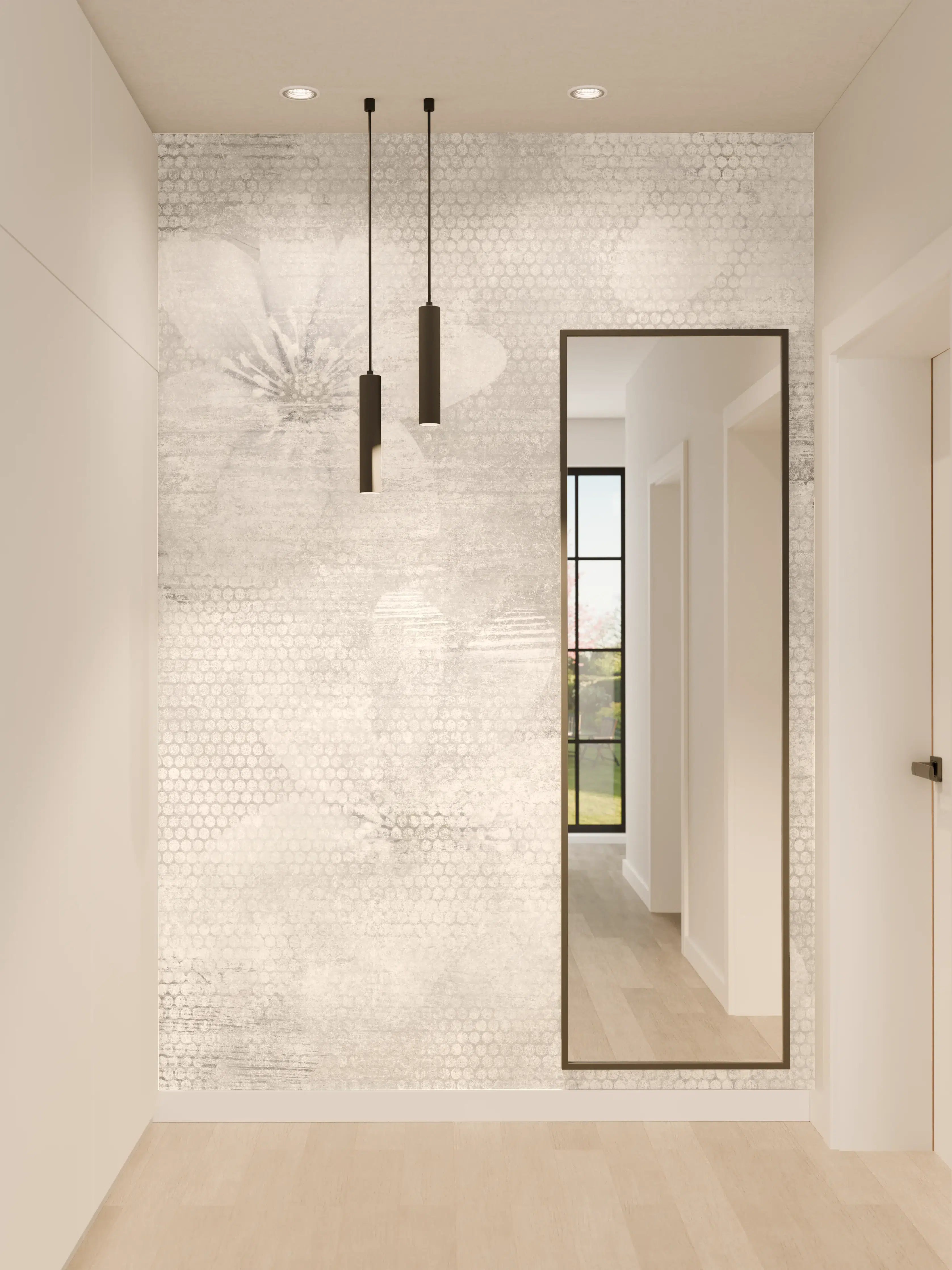 Wandverkleidung Flur - Weißes Blumen Muster - Floral