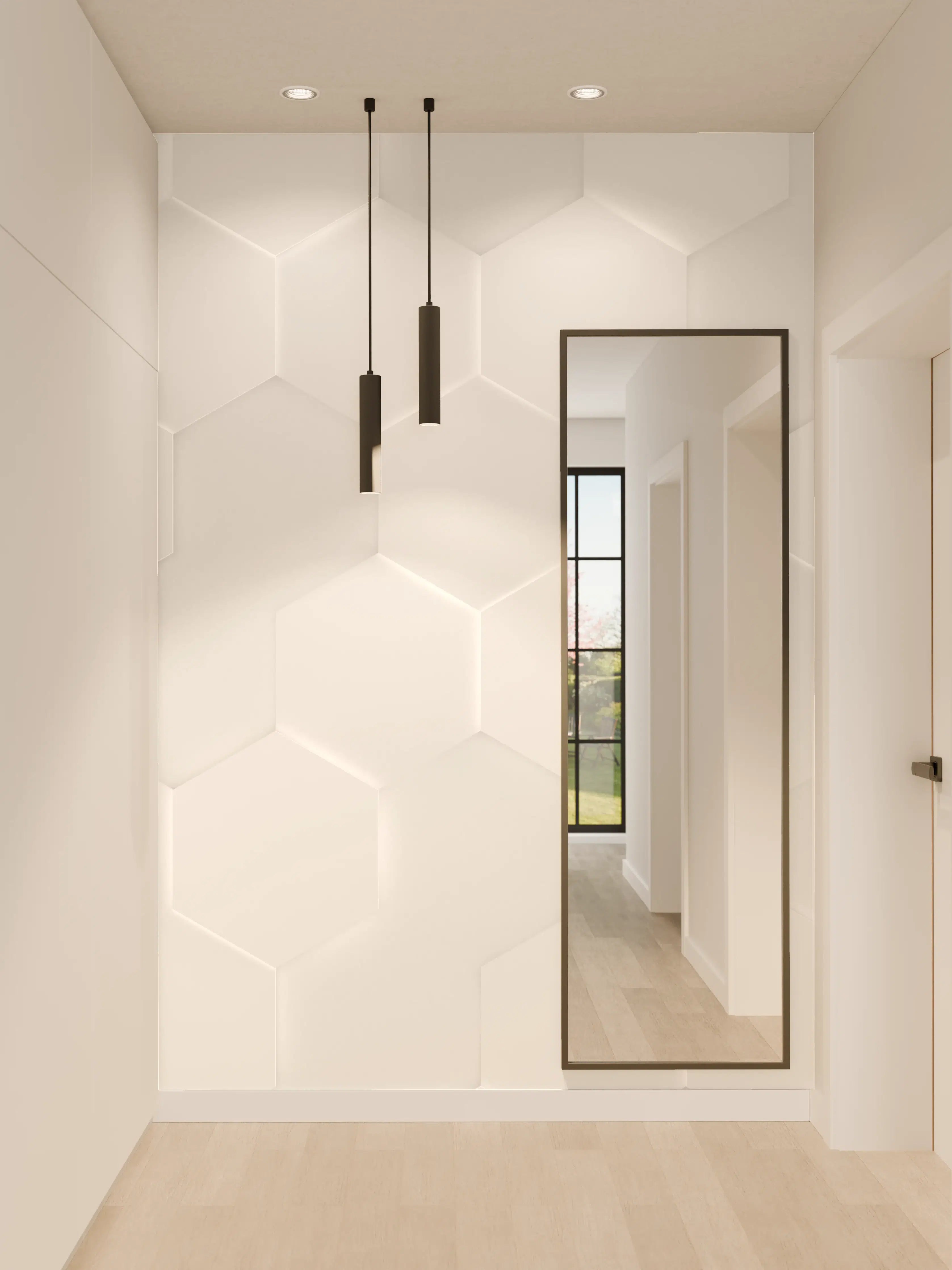 Wandverkleidung Flur - Weißes Hexagon-Muster
