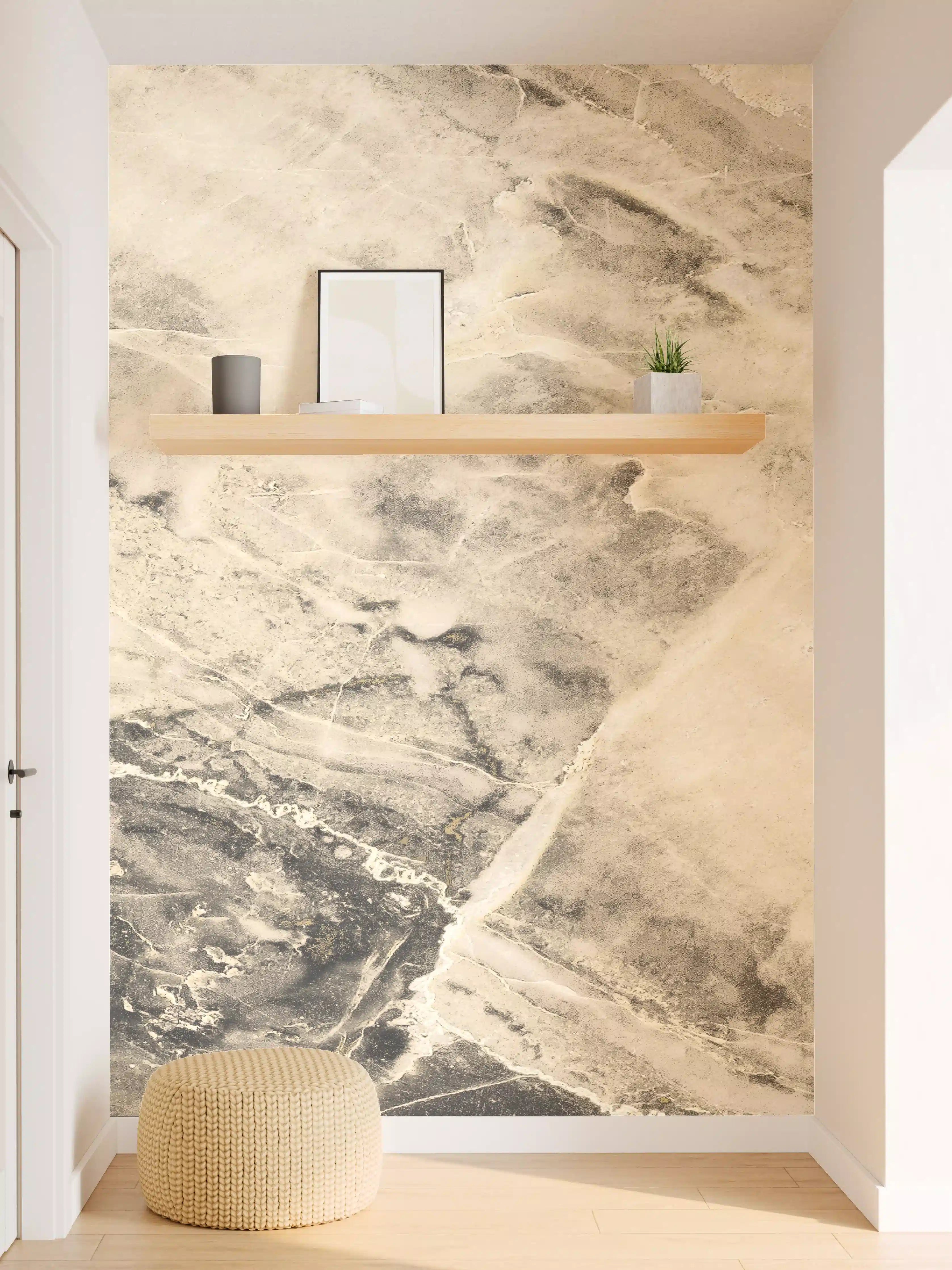 Wandverkleidung Flur - Weißliche Marmormuster
