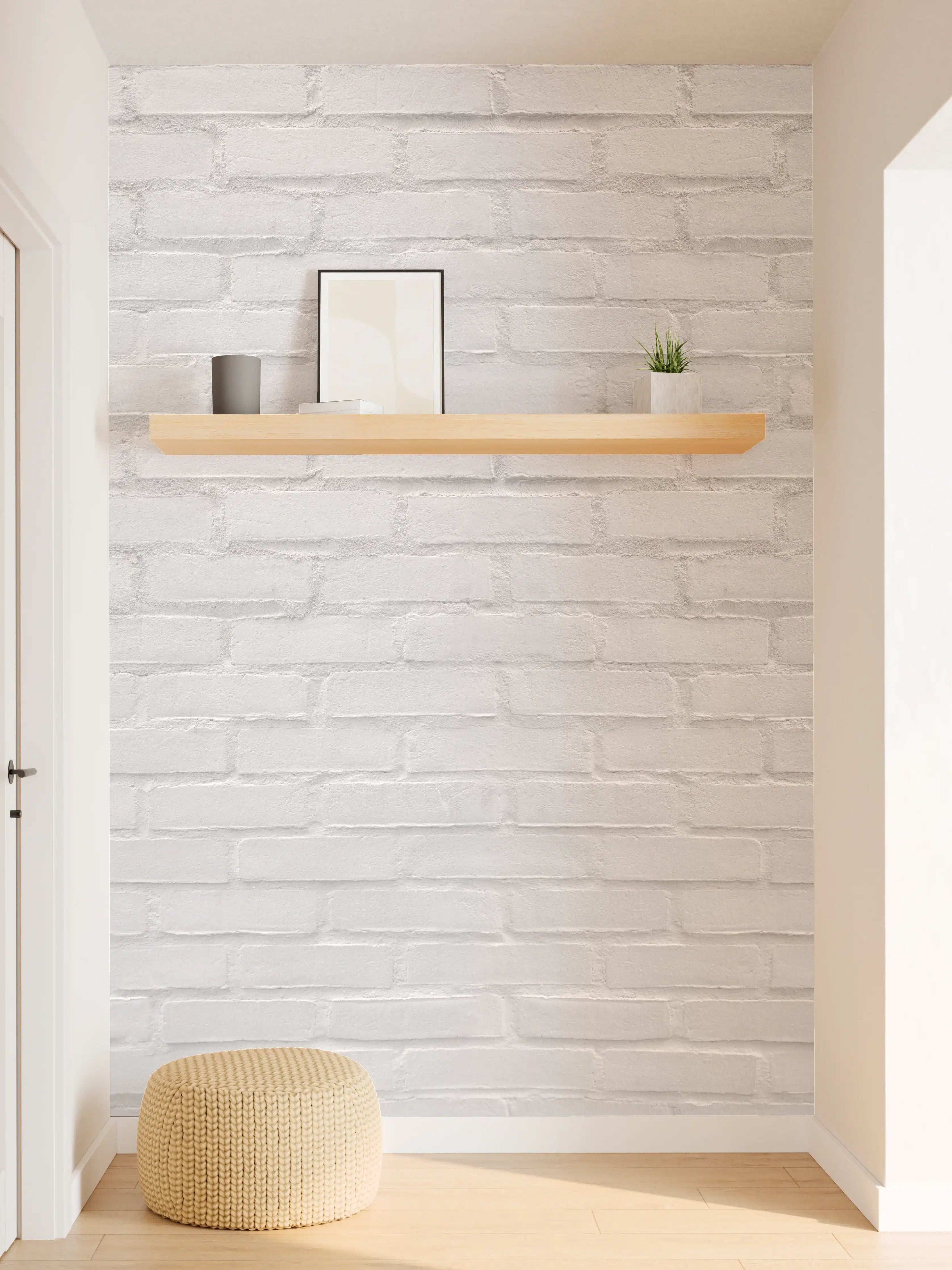 Wandverkleidung Flur - Weißliche Ziegelwand