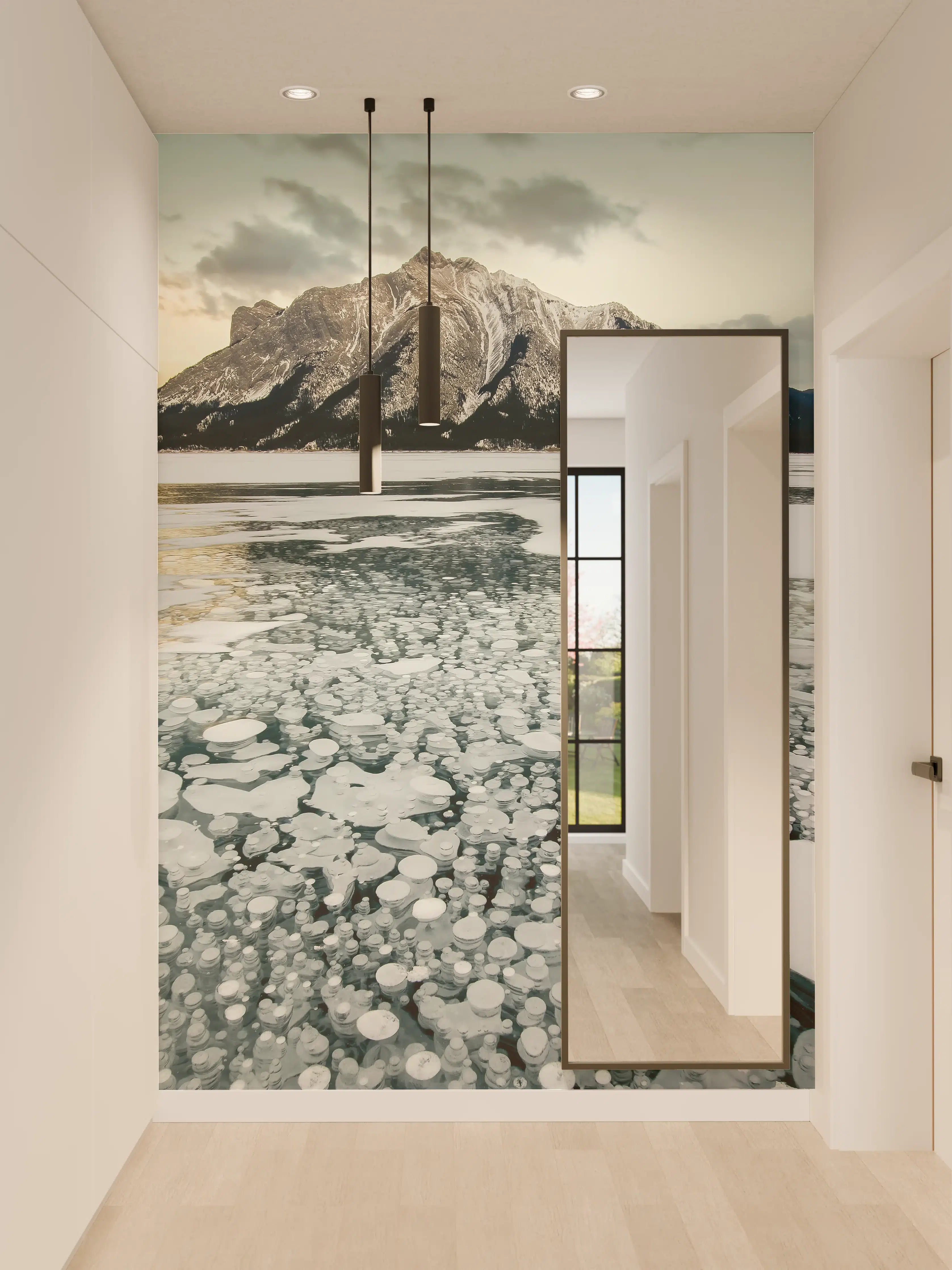 Wandverkleidung Flur - Winterlicher See mit Eisblasen