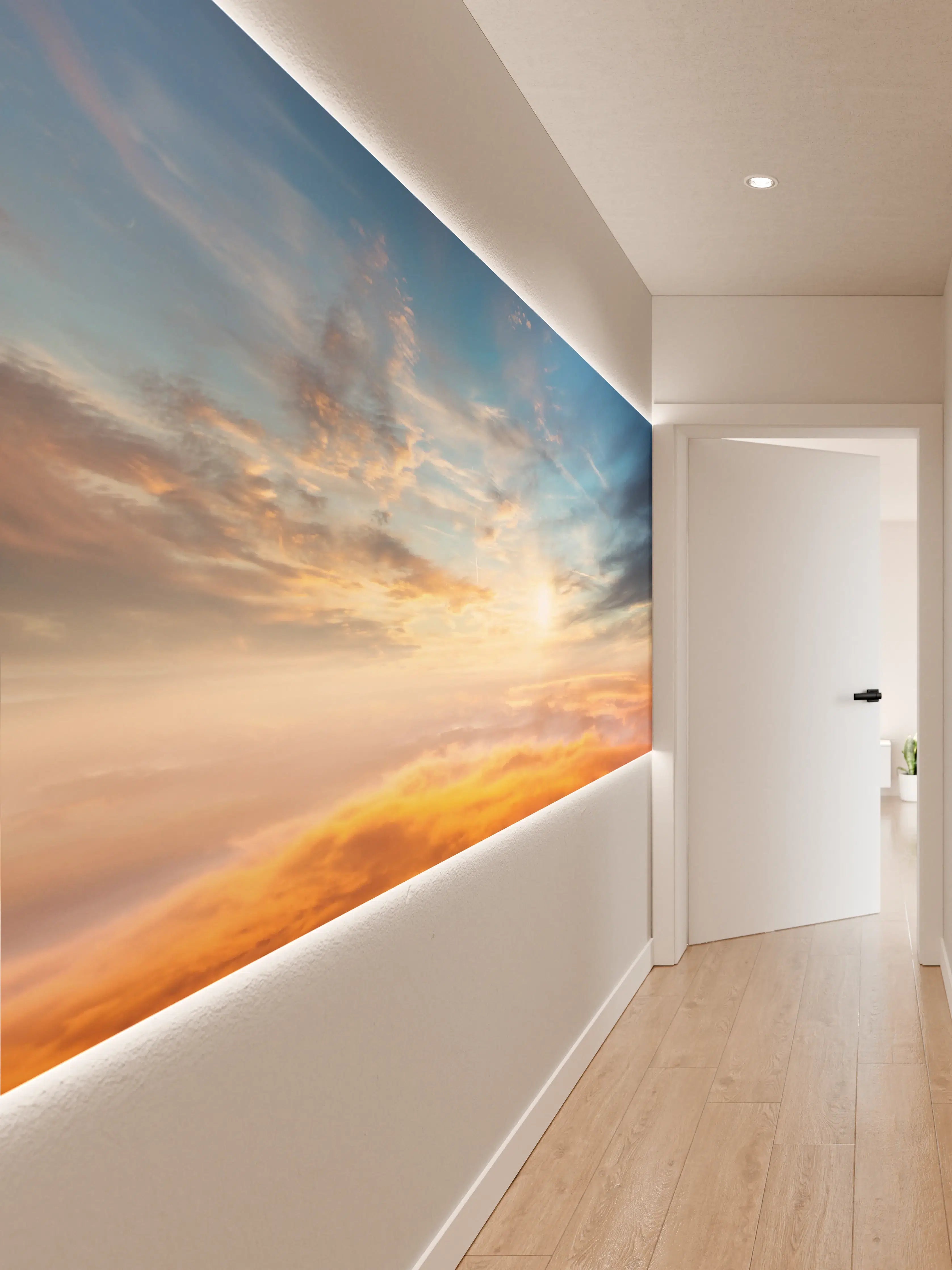 Wandverkleidung Flur - Wolkenglanz im grauen Sonnenlicht