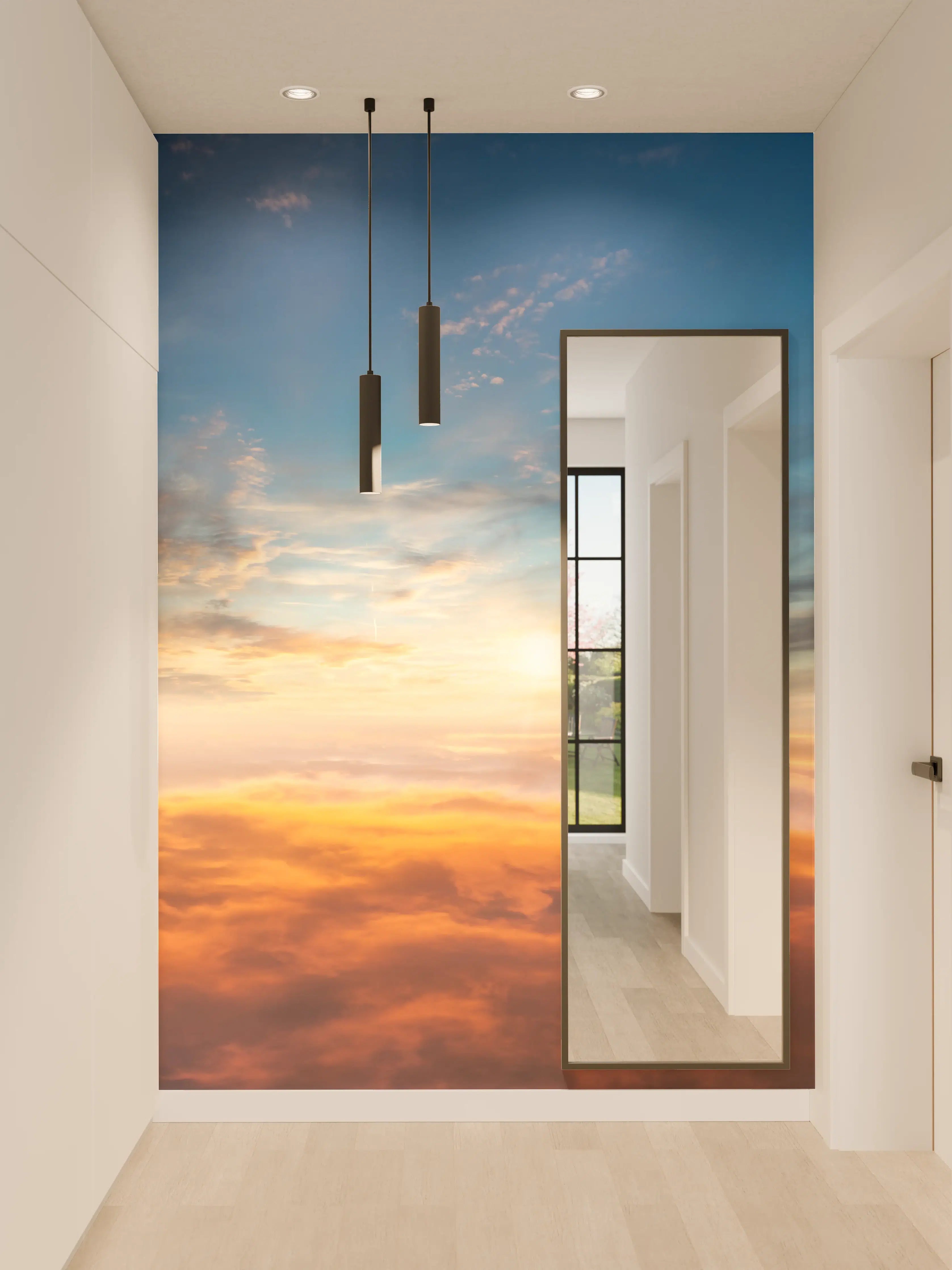 Wandverkleidung Flur - Wolkenglanz im grauen Sonnenlicht