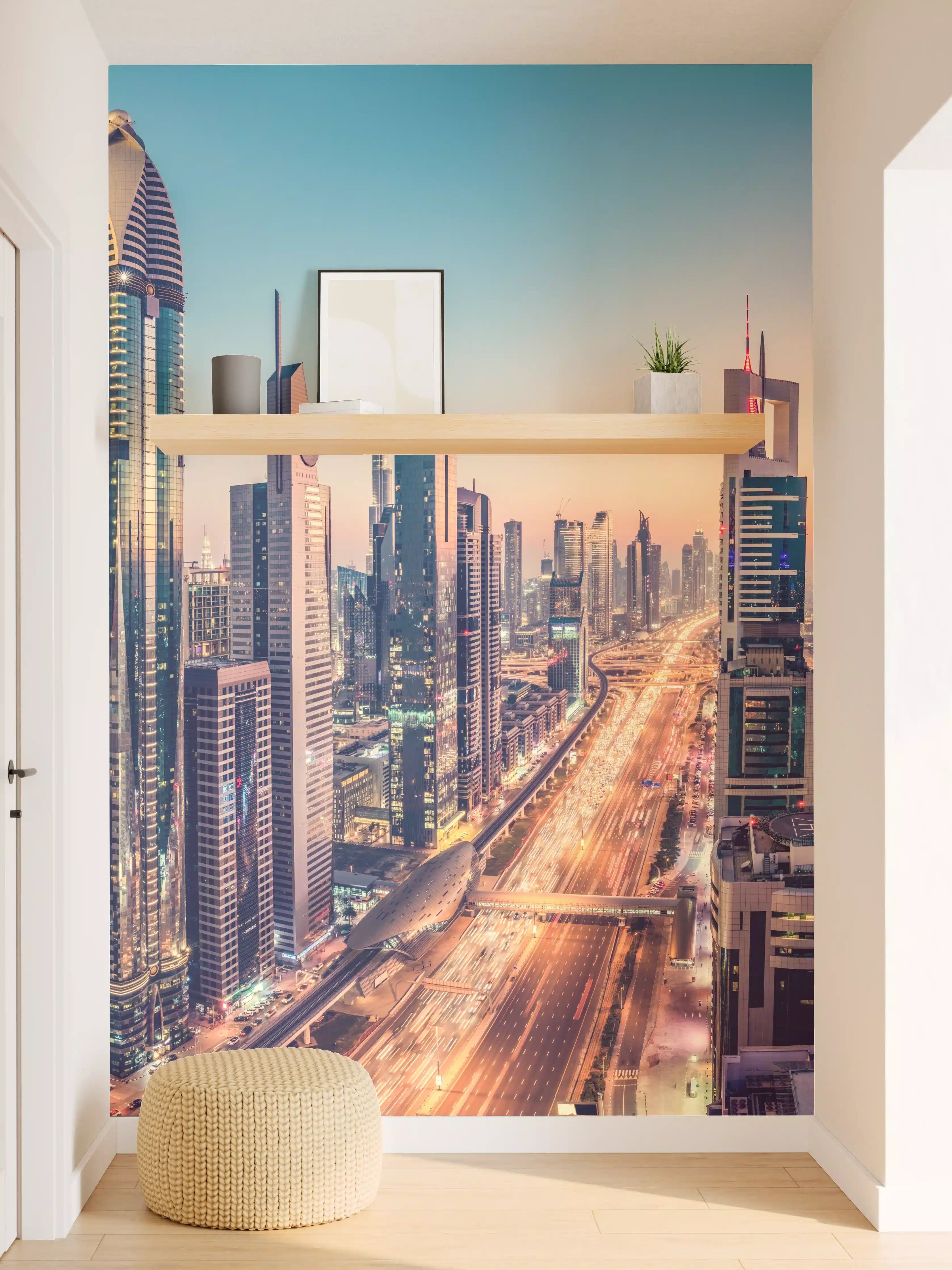 Wandverkleidung Flur - Wolkenkratzer - Hochhäuser in der Innenstadt von Dubai