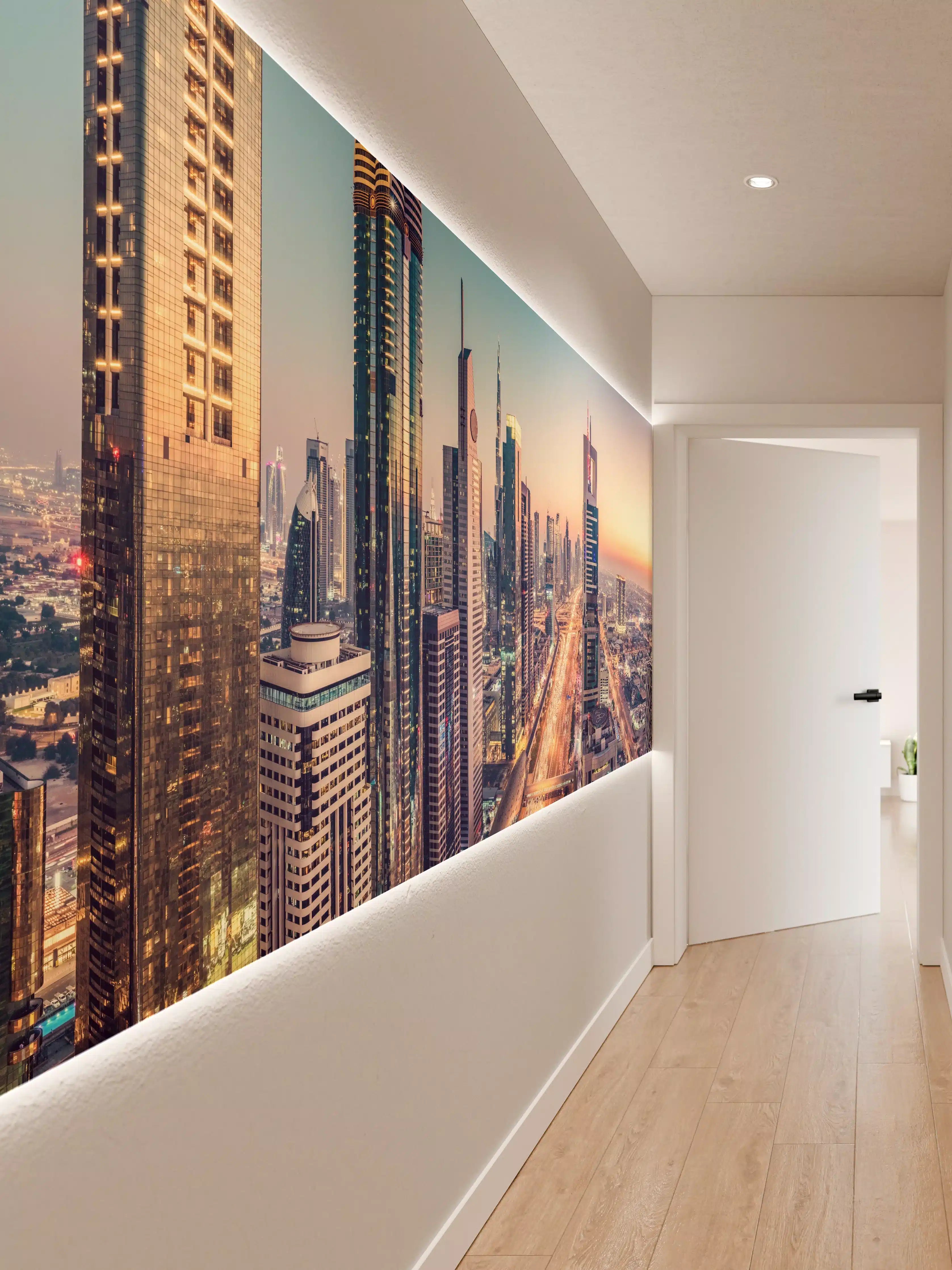 Wandverkleidung Flur - Wolkenkratzer - Hochhäuser in der Innenstadt von Dubai