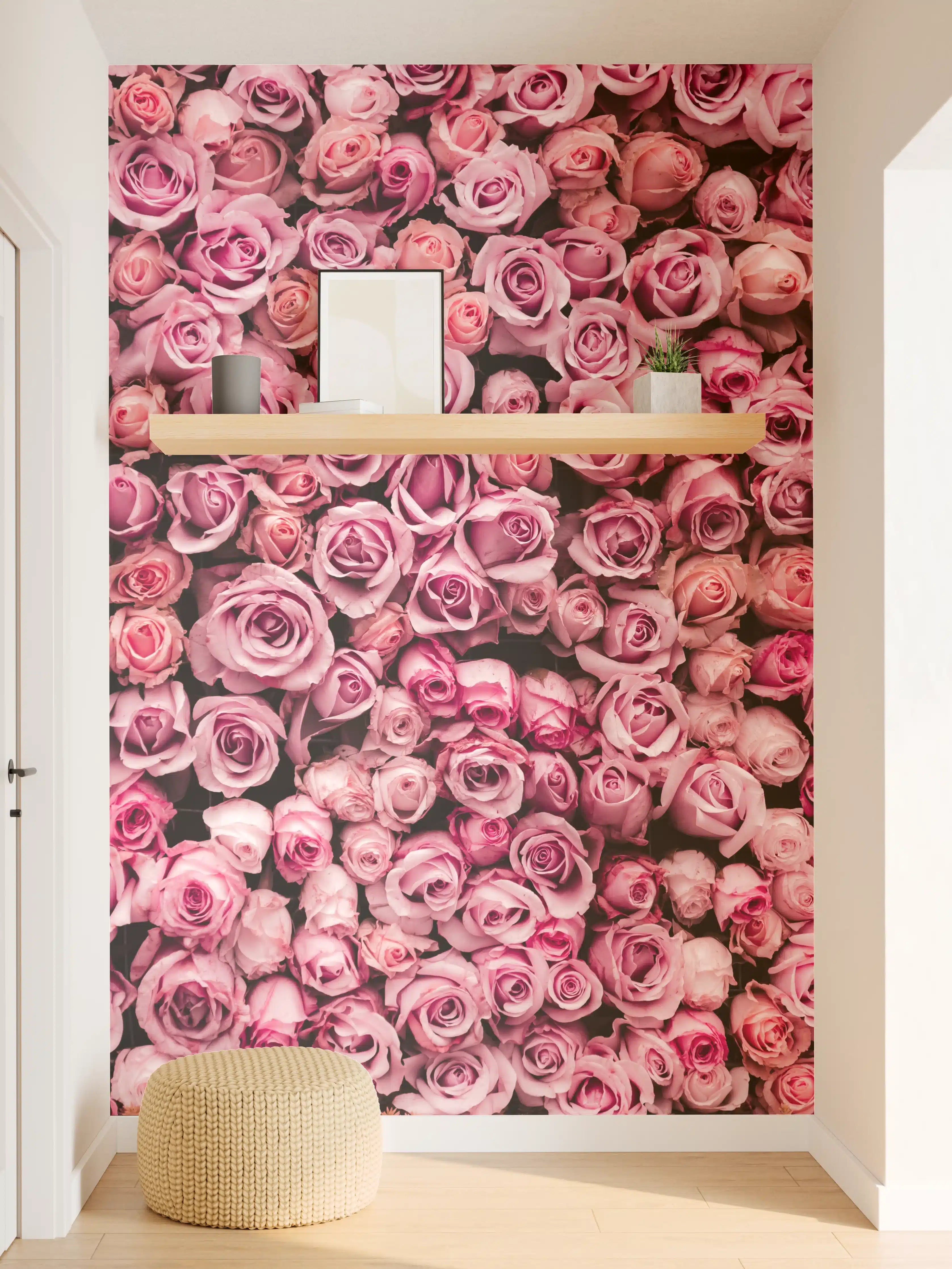 Wandverkleidung Flur - Wunderschöne rosa Rosen – florale Schönheit