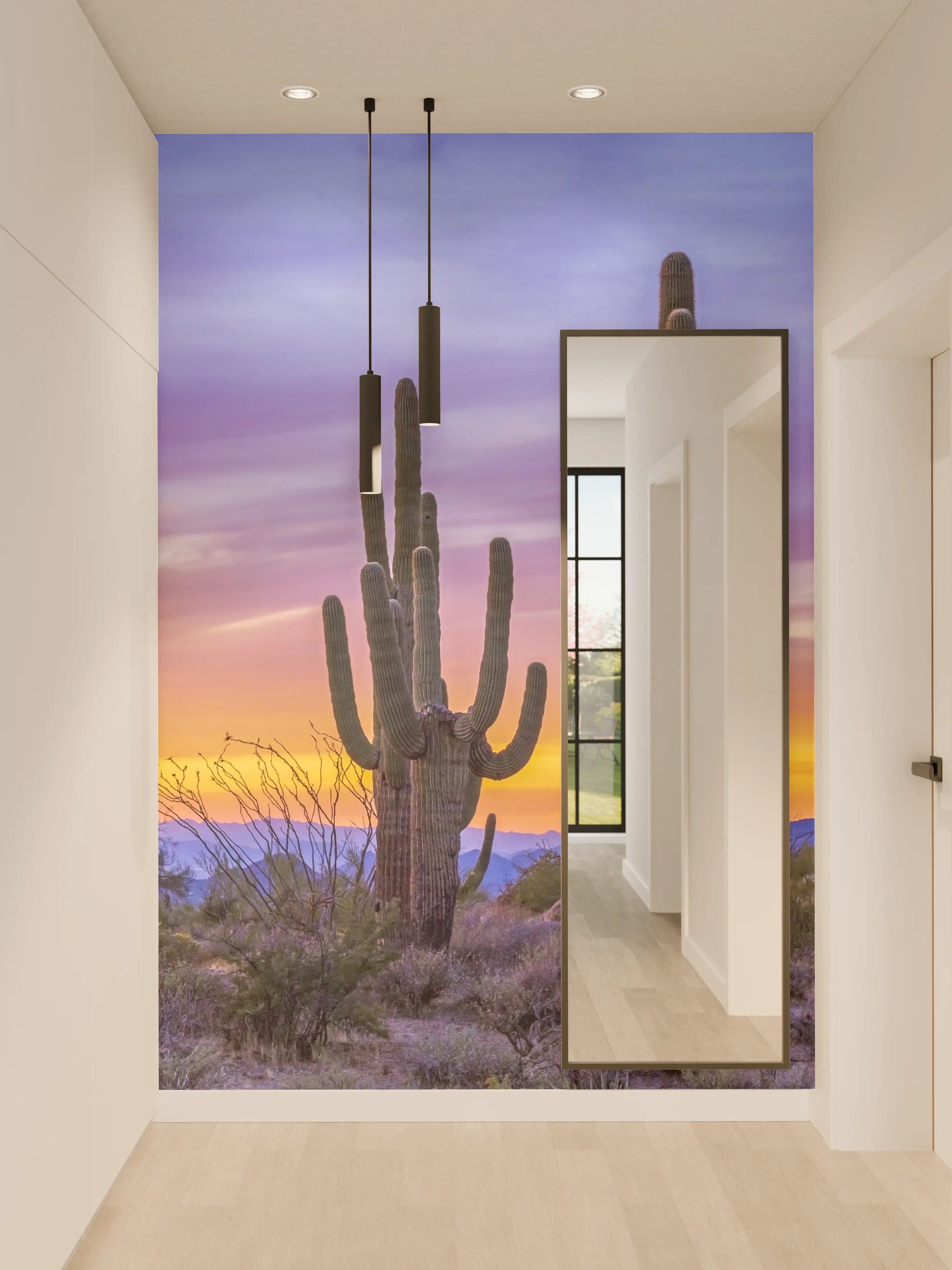 Wandverkleidung Flur - Wunderschöner Saguaro-Kaktus bei Sonnenuntergang
