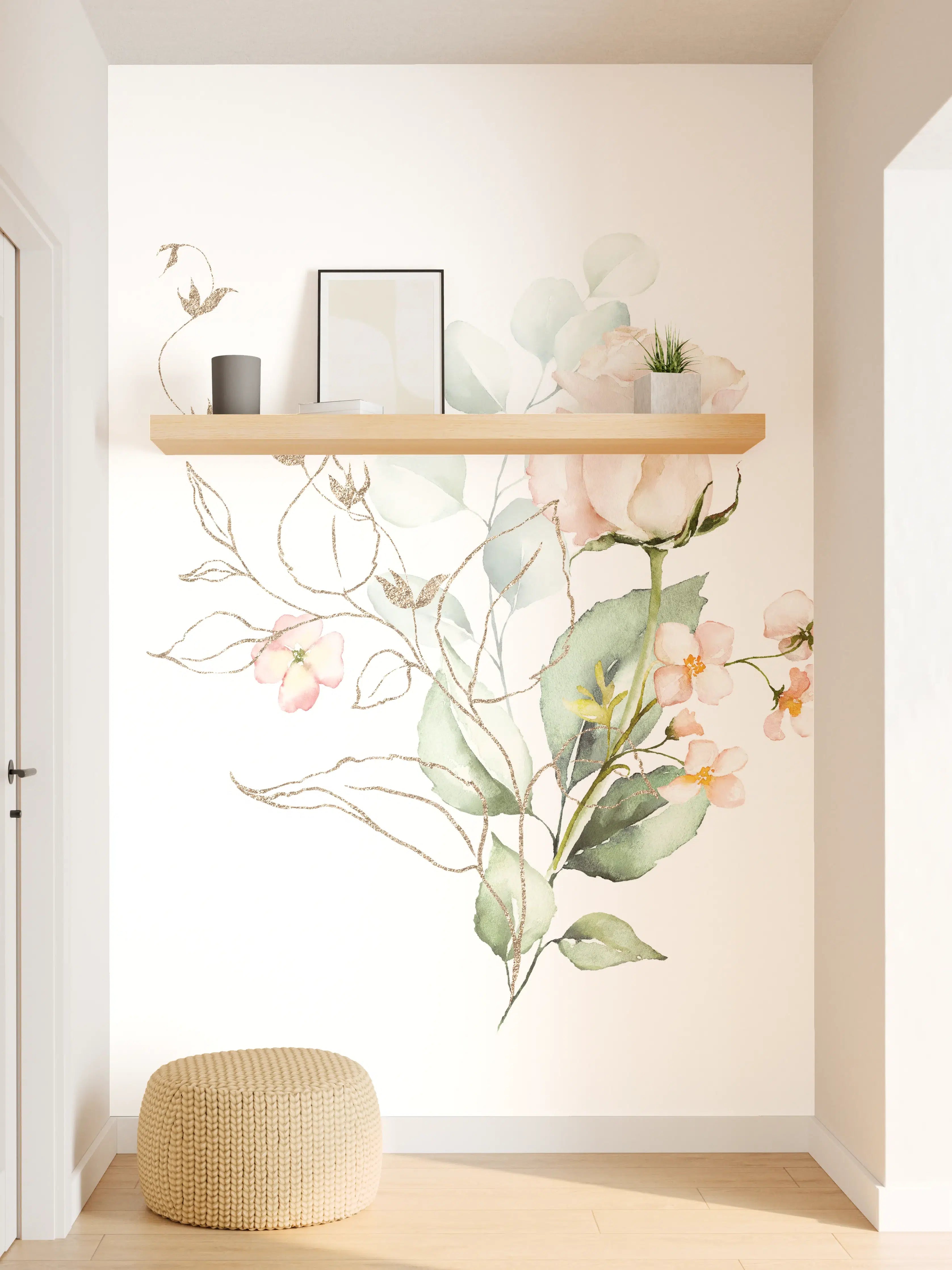 Wandverkleidung Flur - Zarte Blüten in Pastellfarben – Elegante Frühlingsdekoration