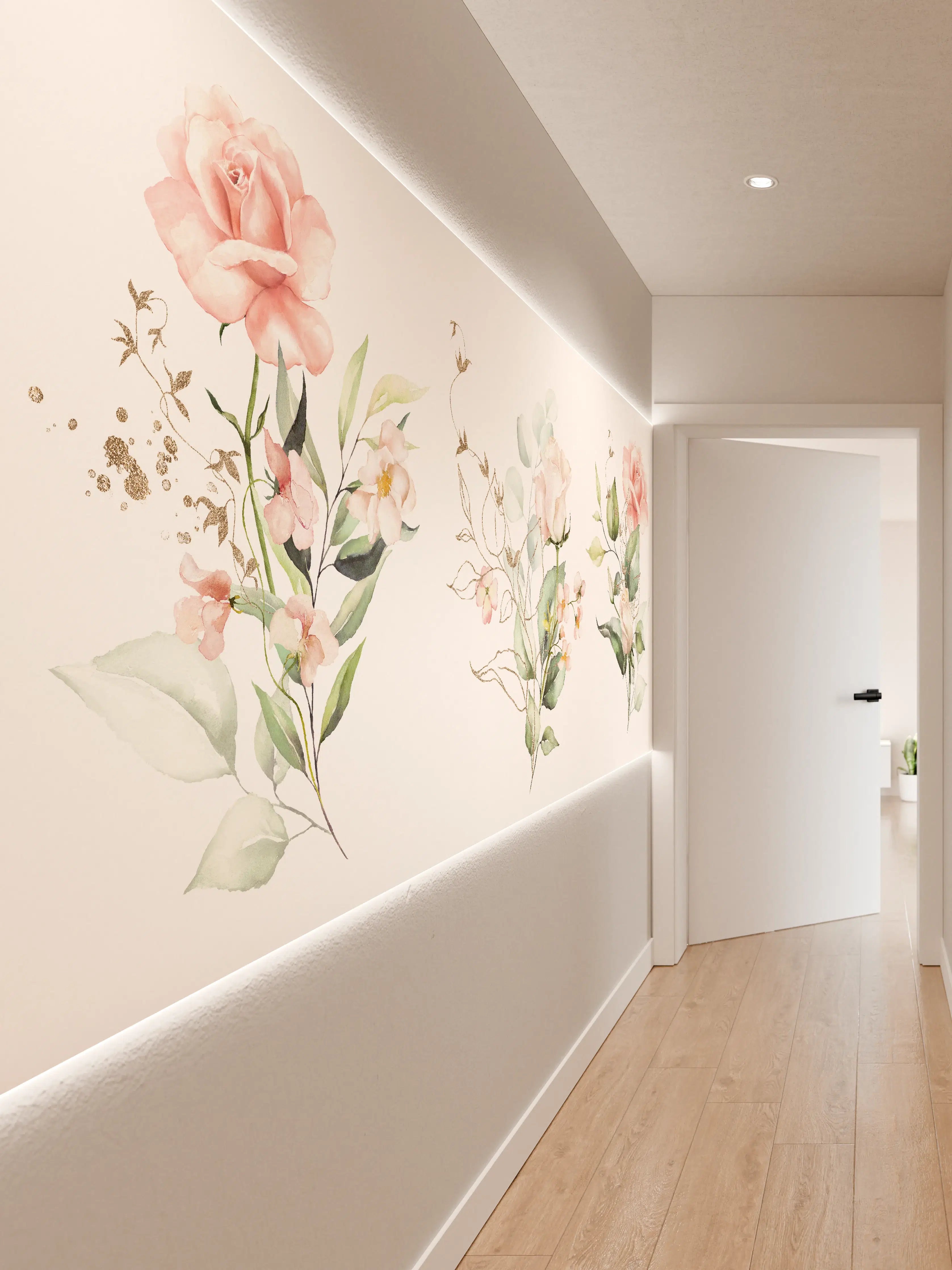 Wandverkleidung Flur - Zarte Blüten in Pastellfarben – Elegante Frühlingsdekoration