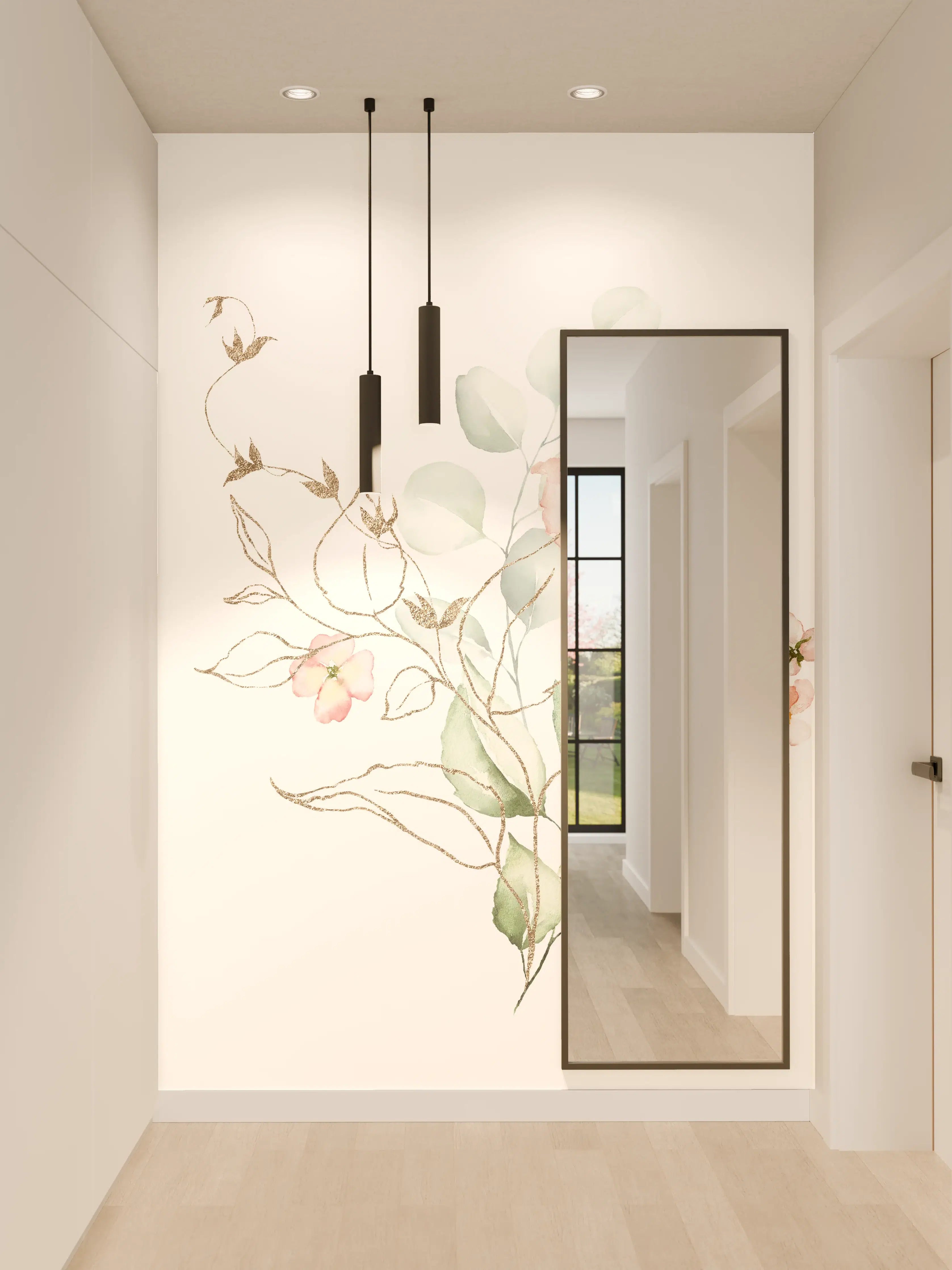 Wandverkleidung Flur - Zarte Blüten in Pastellfarben – Elegante Frühlingsdekoration