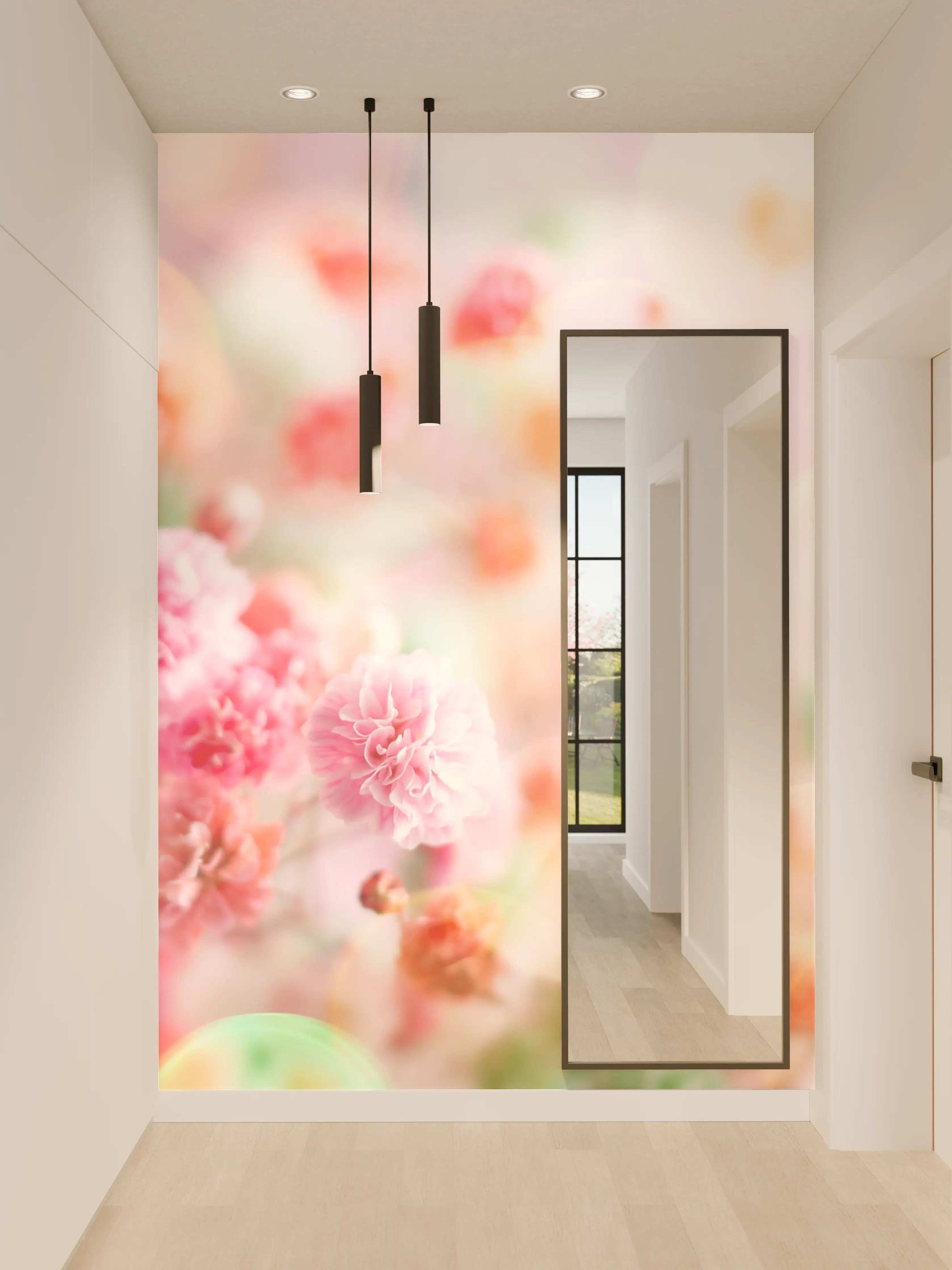 Wandverkleidung Flur - Zarte Graublumen in Pastellschimmer