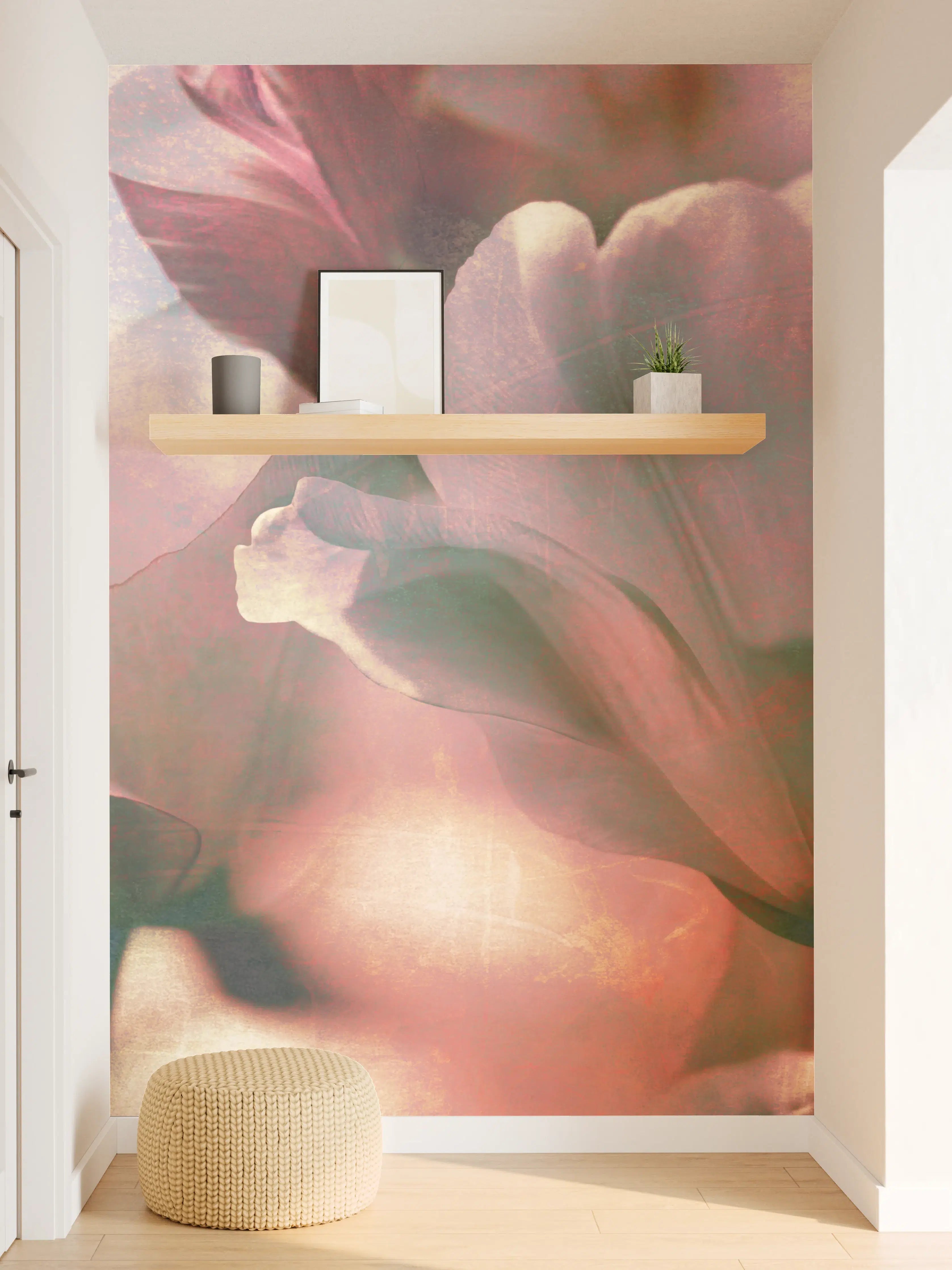 Wandverkleidung Flur - Zarte Grautöne in Pastellblüten