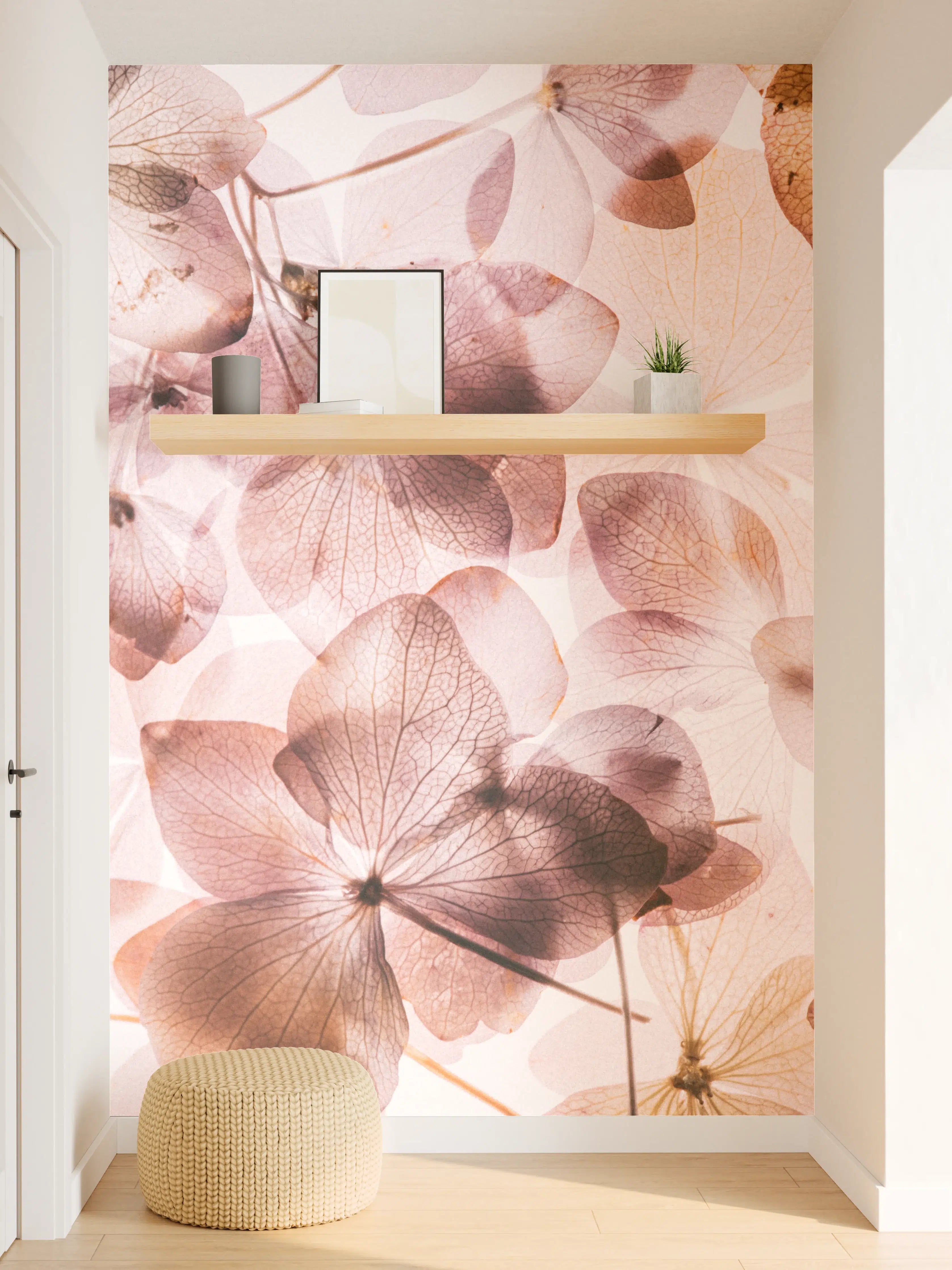 Wandverkleidung Flur - Zarte Herbstblumen in Pastellfarben