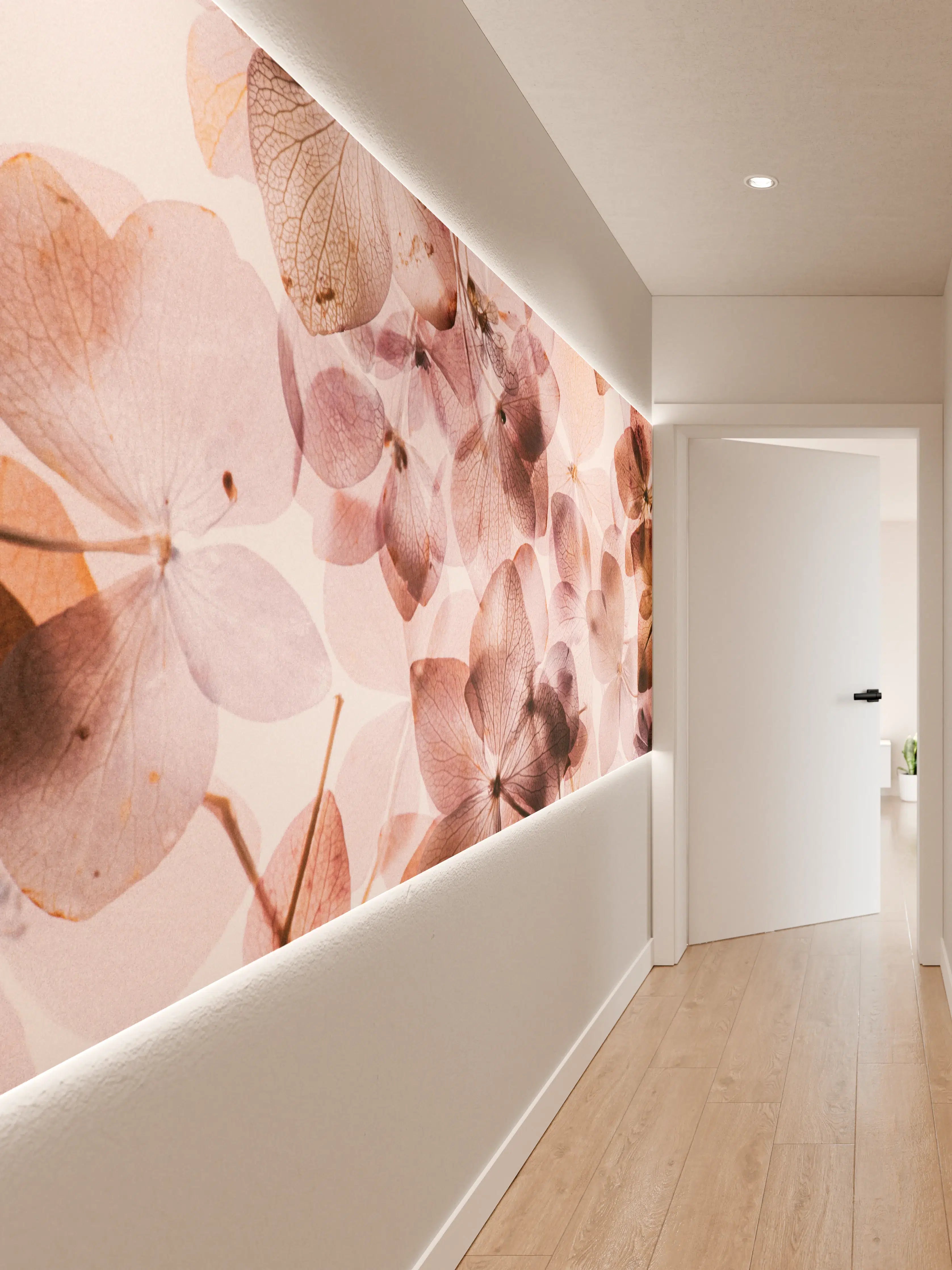 Wandverkleidung Flur - Zarte Herbstblumen in Pastellfarben