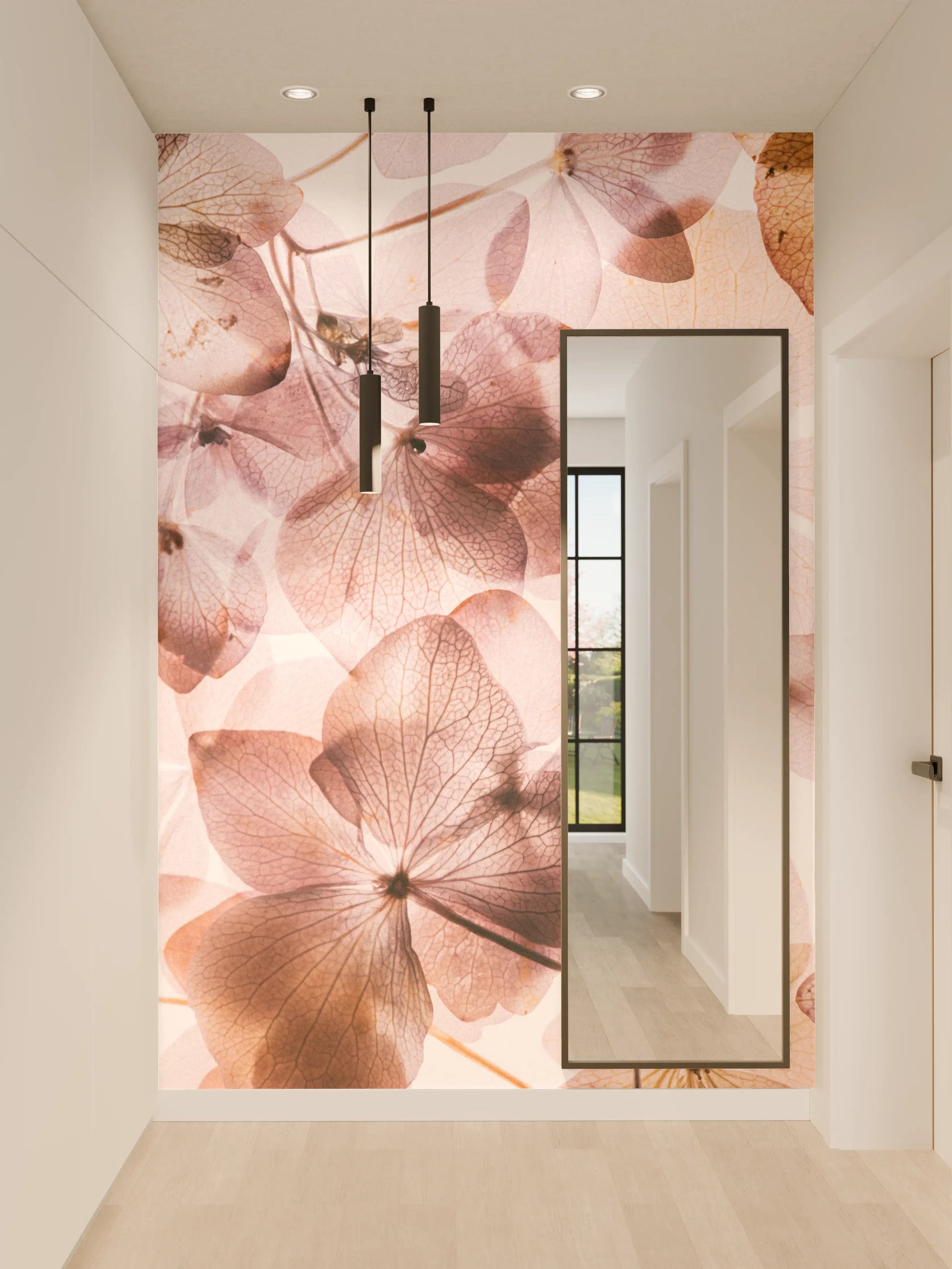 Wandverkleidung Flur - Zarte Herbstblumen in Pastellfarben