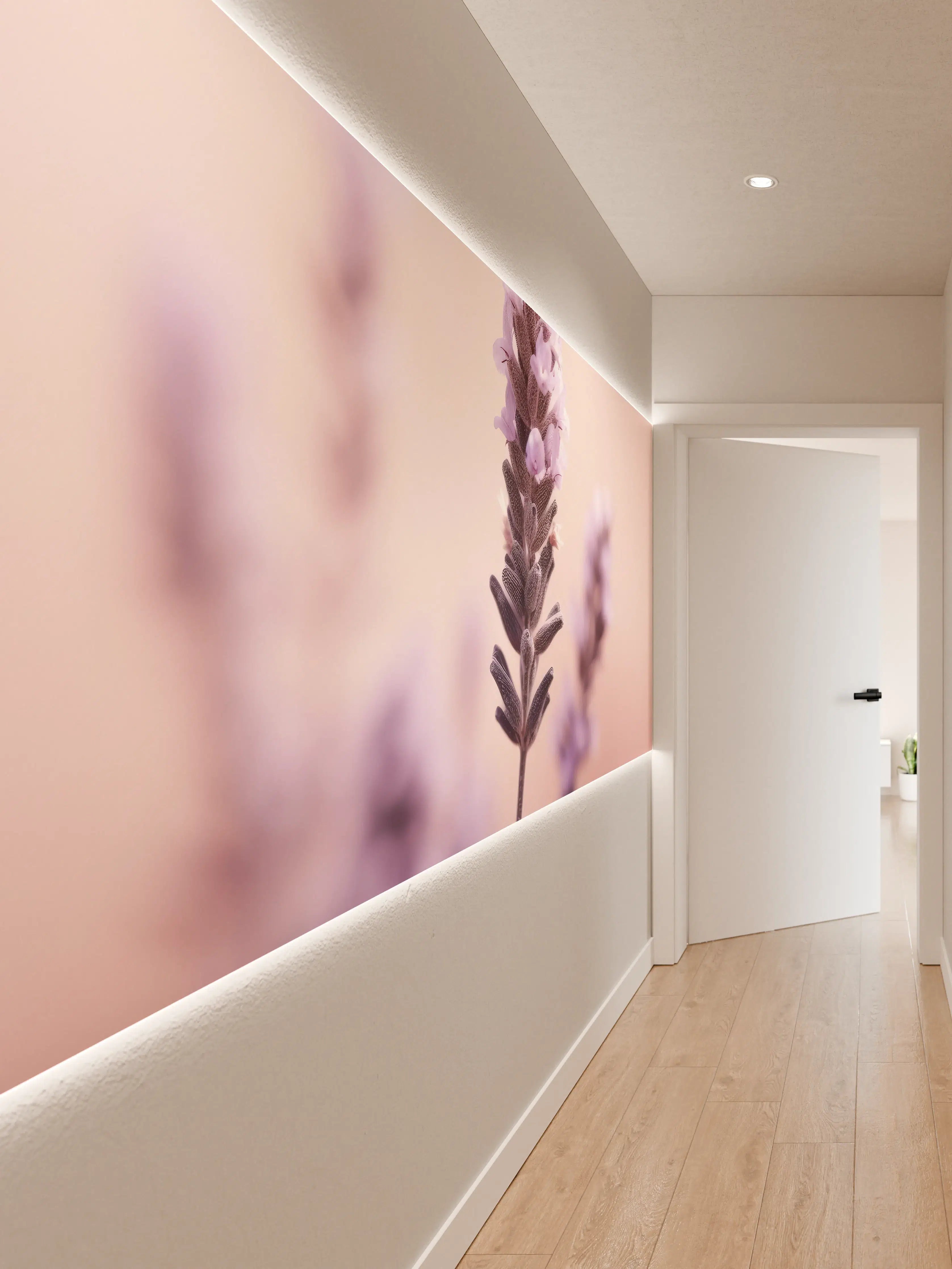 Wandverkleidung Flur - Zarte Lavendel- und Grautöne in Pastell