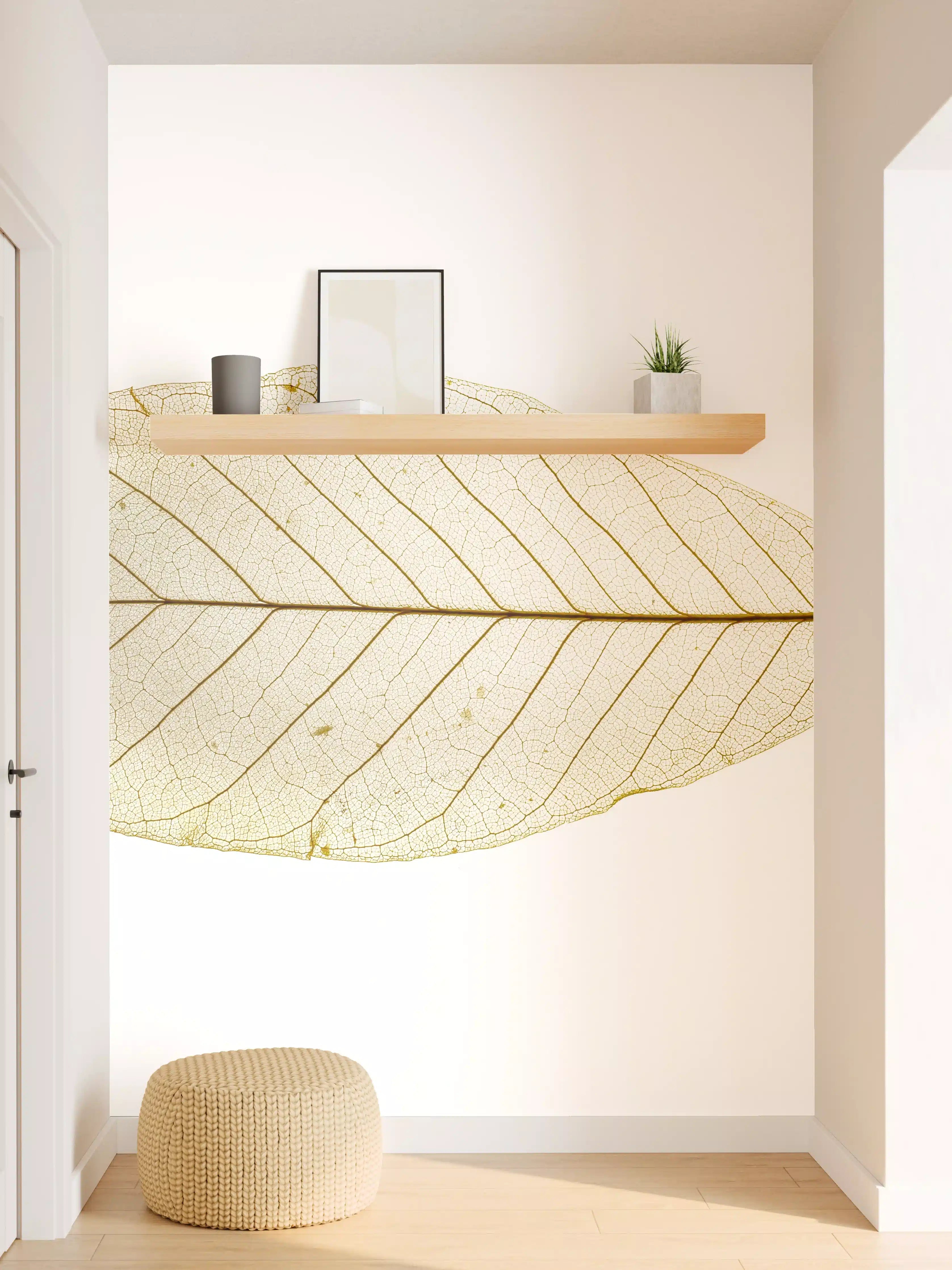 Wandverkleidung Flur - Zarte Naturfotografie eines Blattes