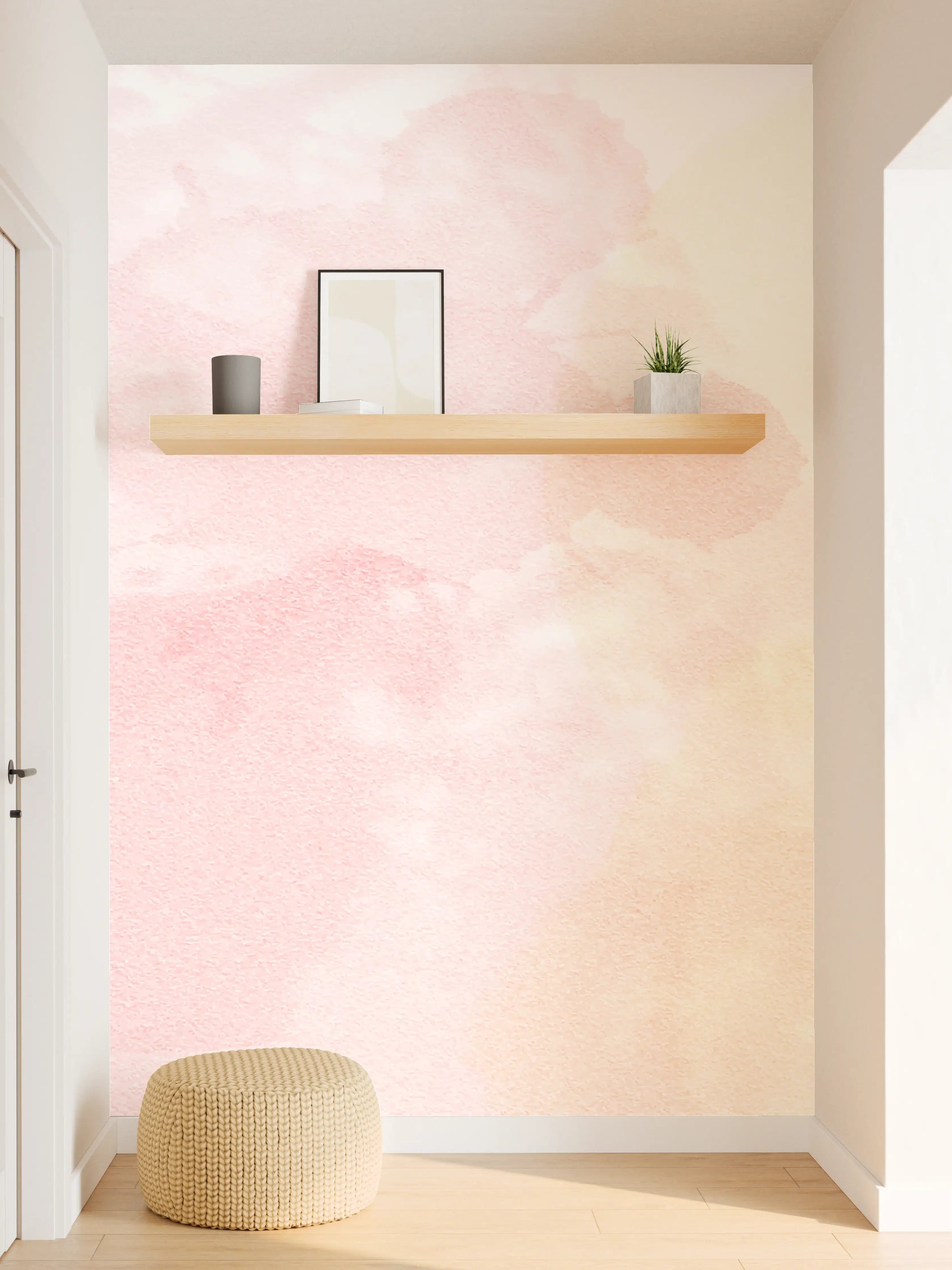 Wandverkleidung Flur - Zarte Rosé-Wasserfarb-Deko
