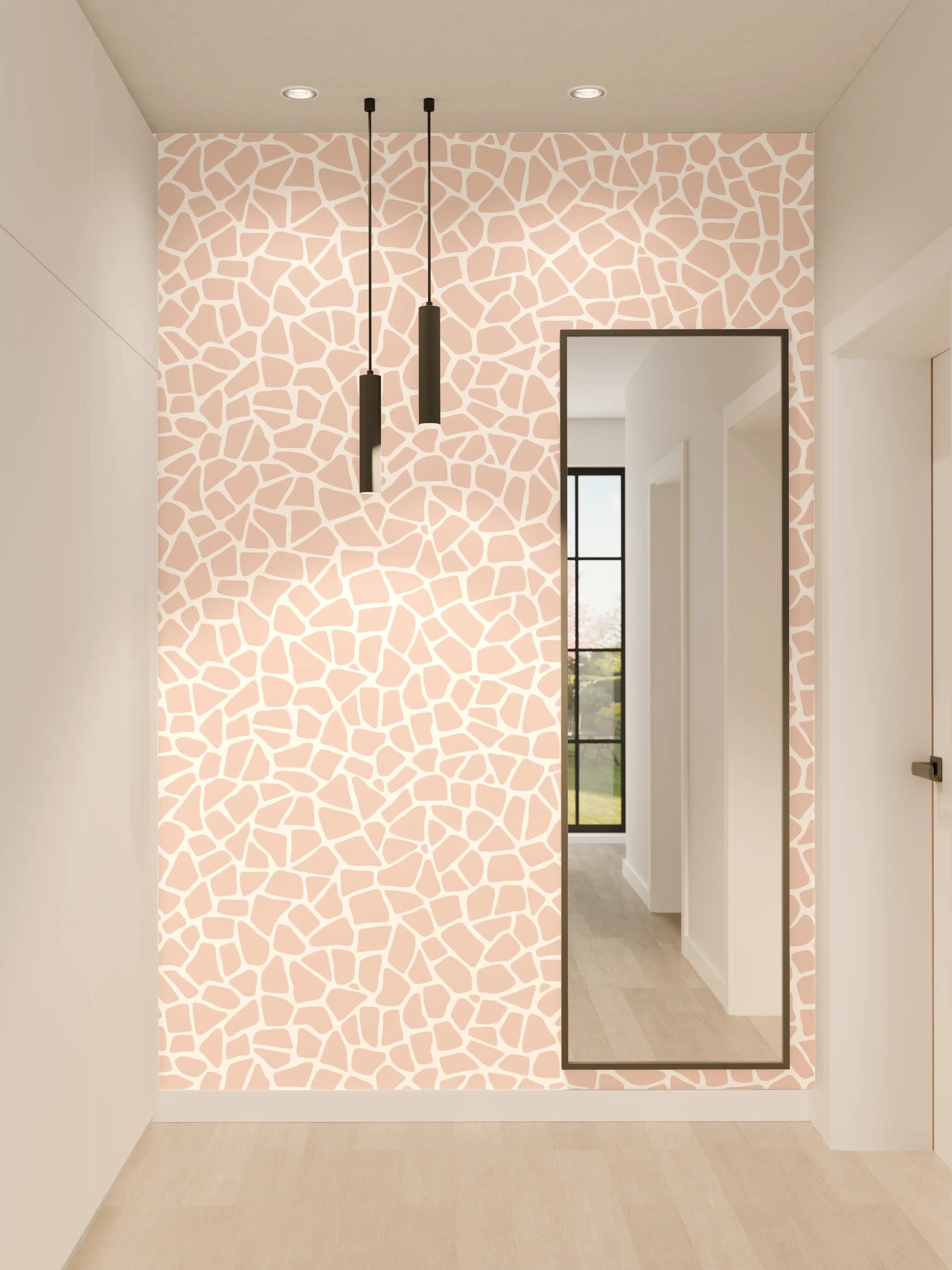 Wandverkleidung Flur - Zarte, rosa Mosaik-Optik