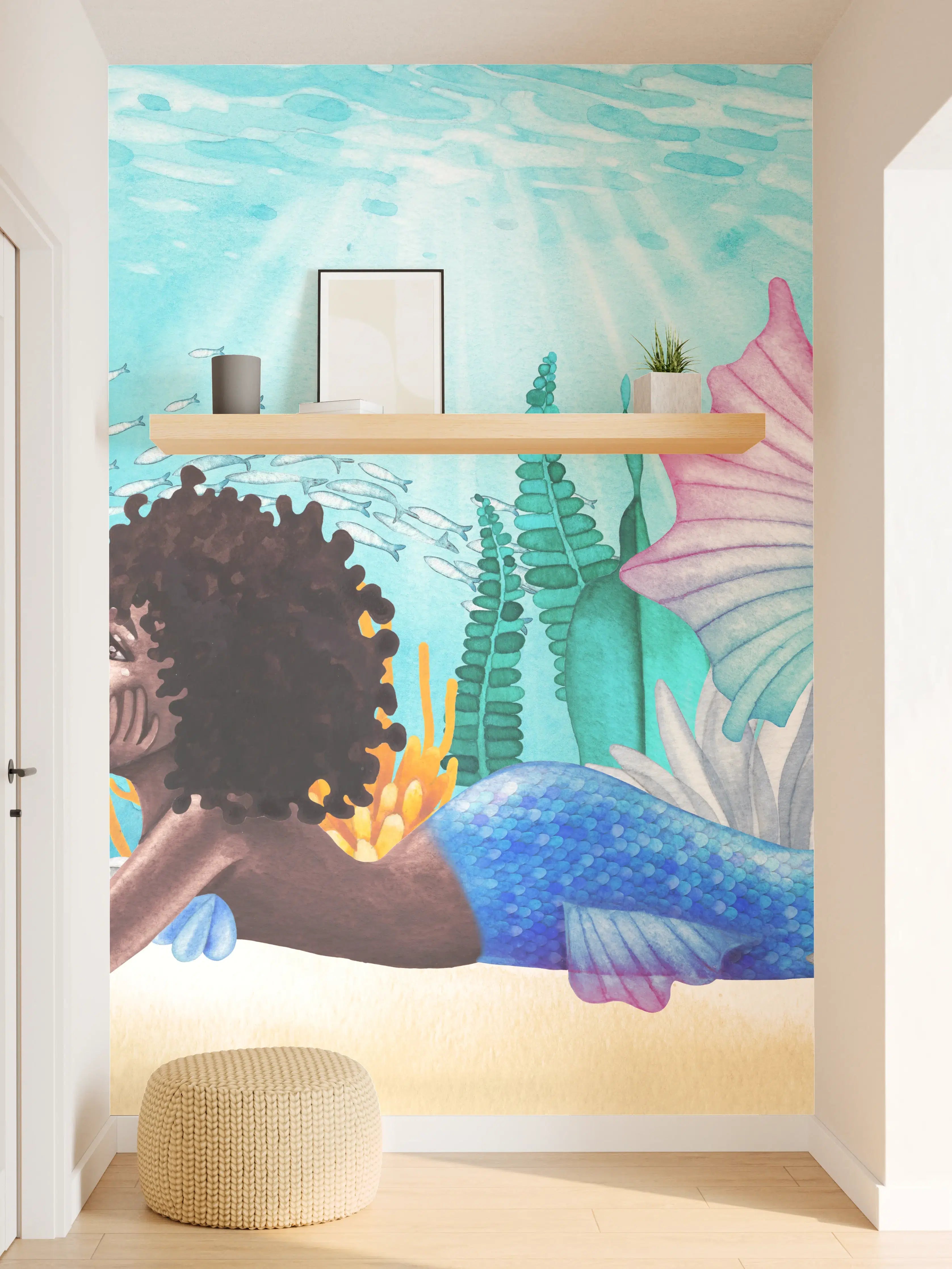 Wandverkleidung Flur - Zauberhafte Unterwasserwelt mit Meerjungfrau