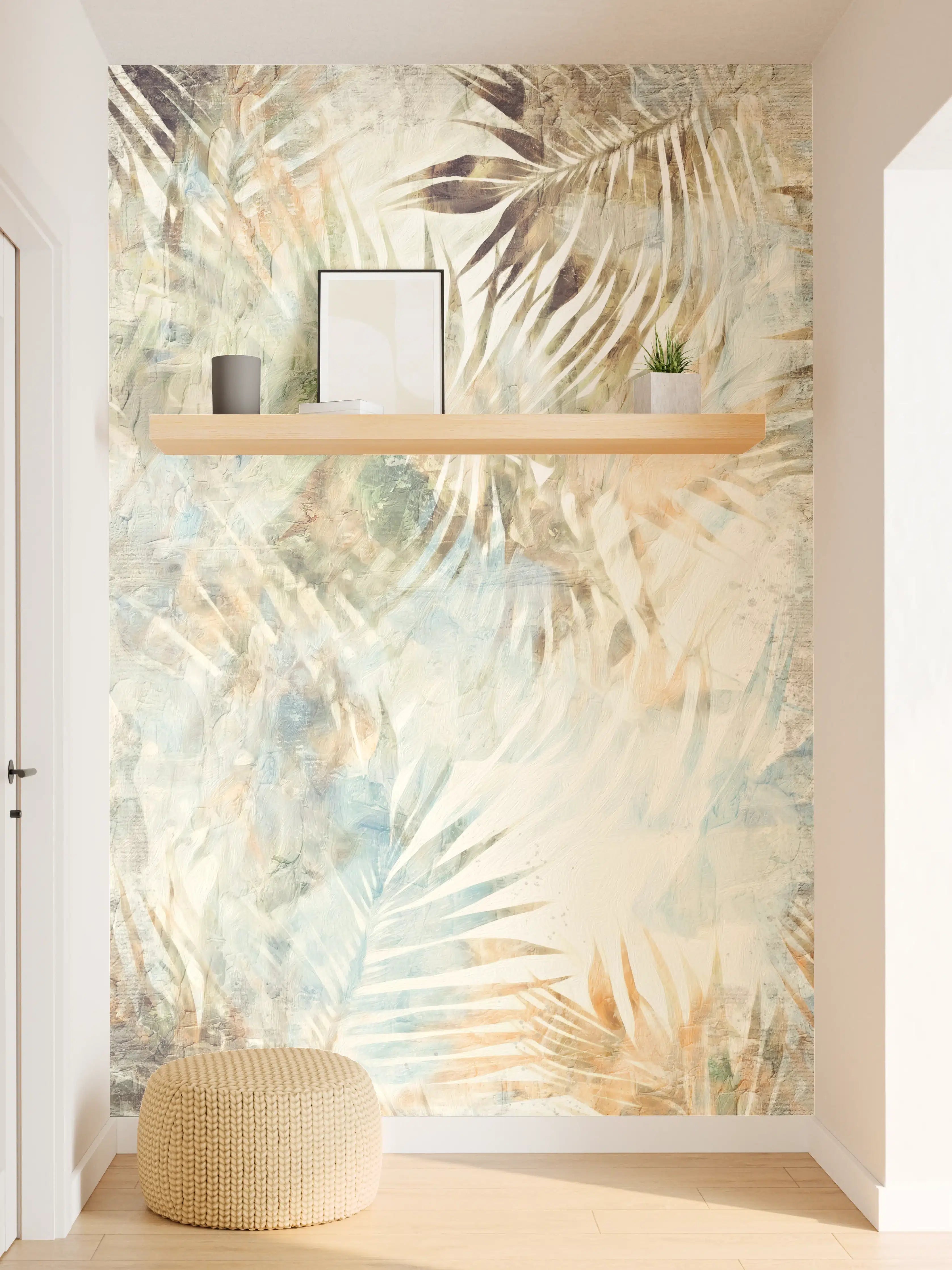 Wandverkleidung Flur - Zeitlose Grautöne: Tropische Wandkunst