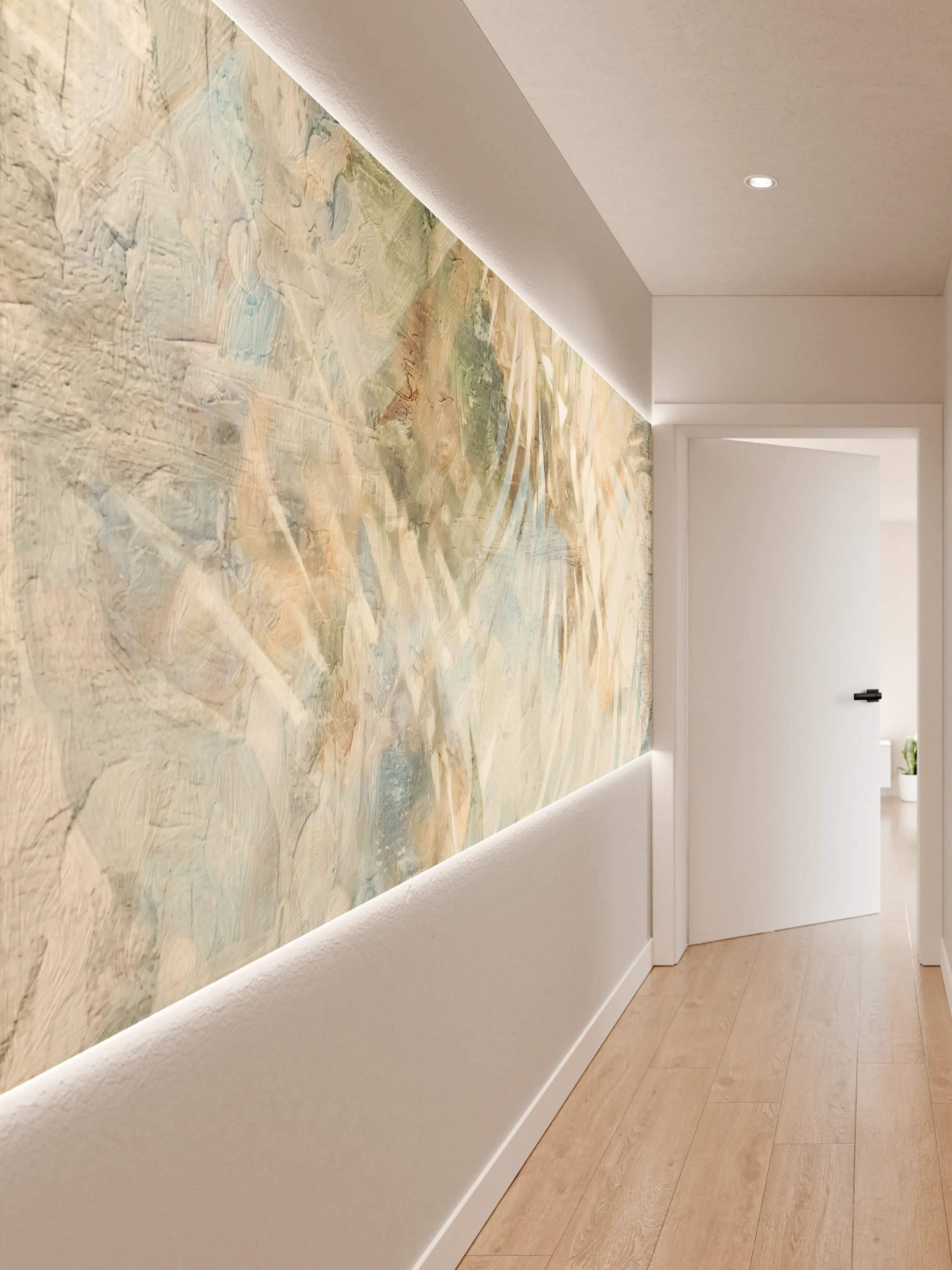 Wandverkleidung Flur - Zeitlose Grautöne: Tropische Wandkunst