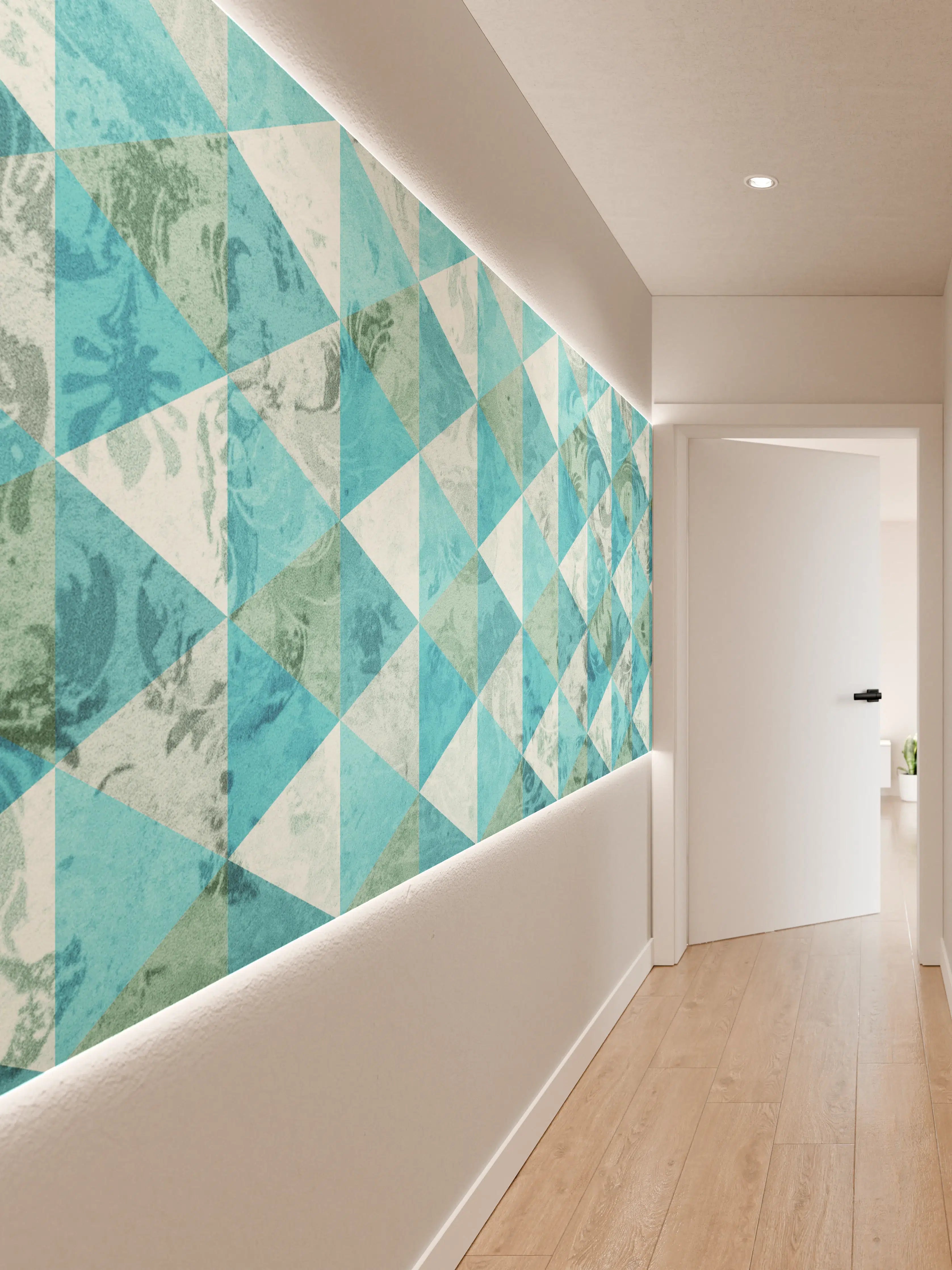 Wandverkleidung Flur - Zeitlose blaue Fliesen mit Grautönen