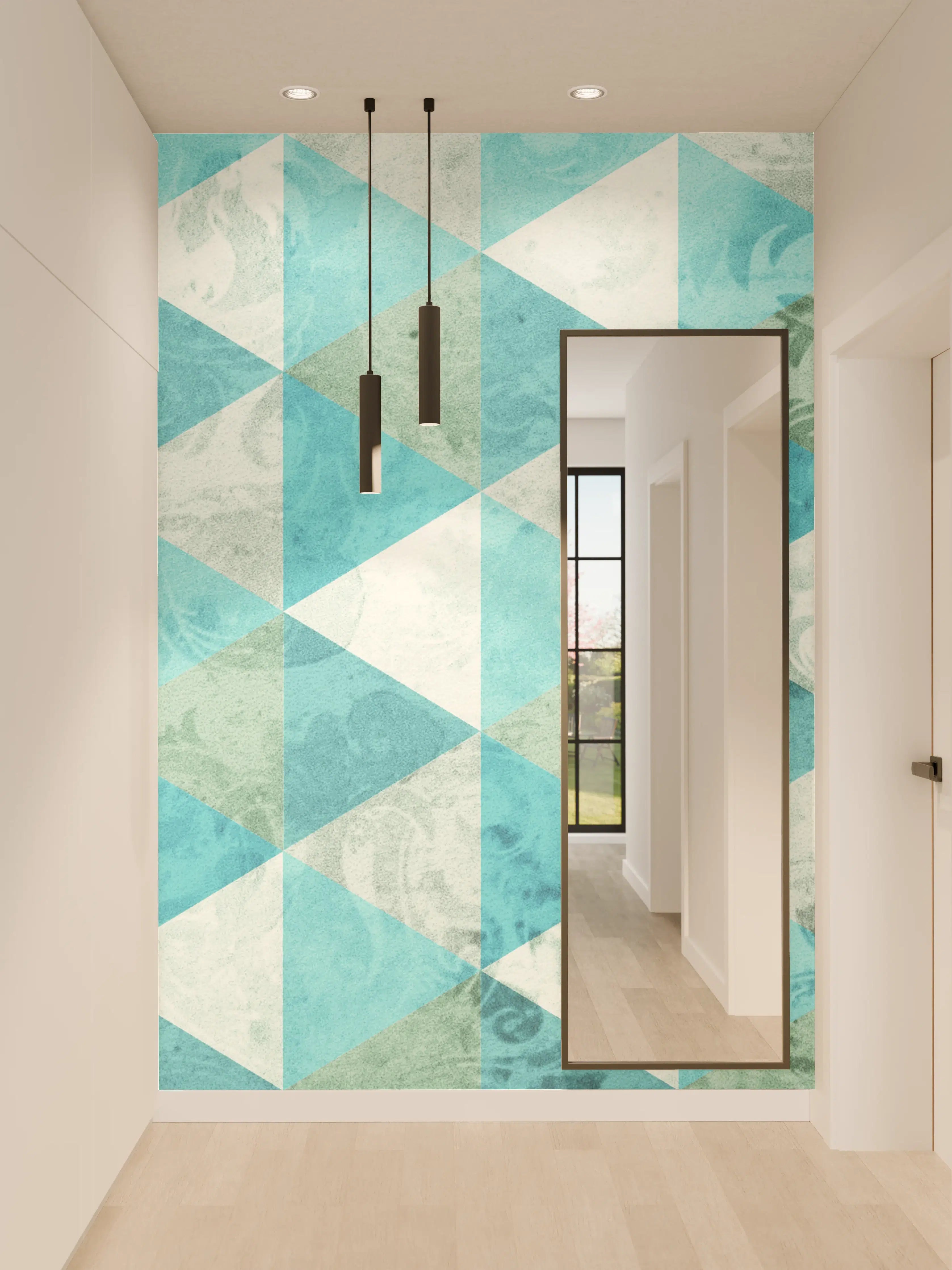 Wandverkleidung Flur - Zeitlose blaue Fliesen mit Grautönen