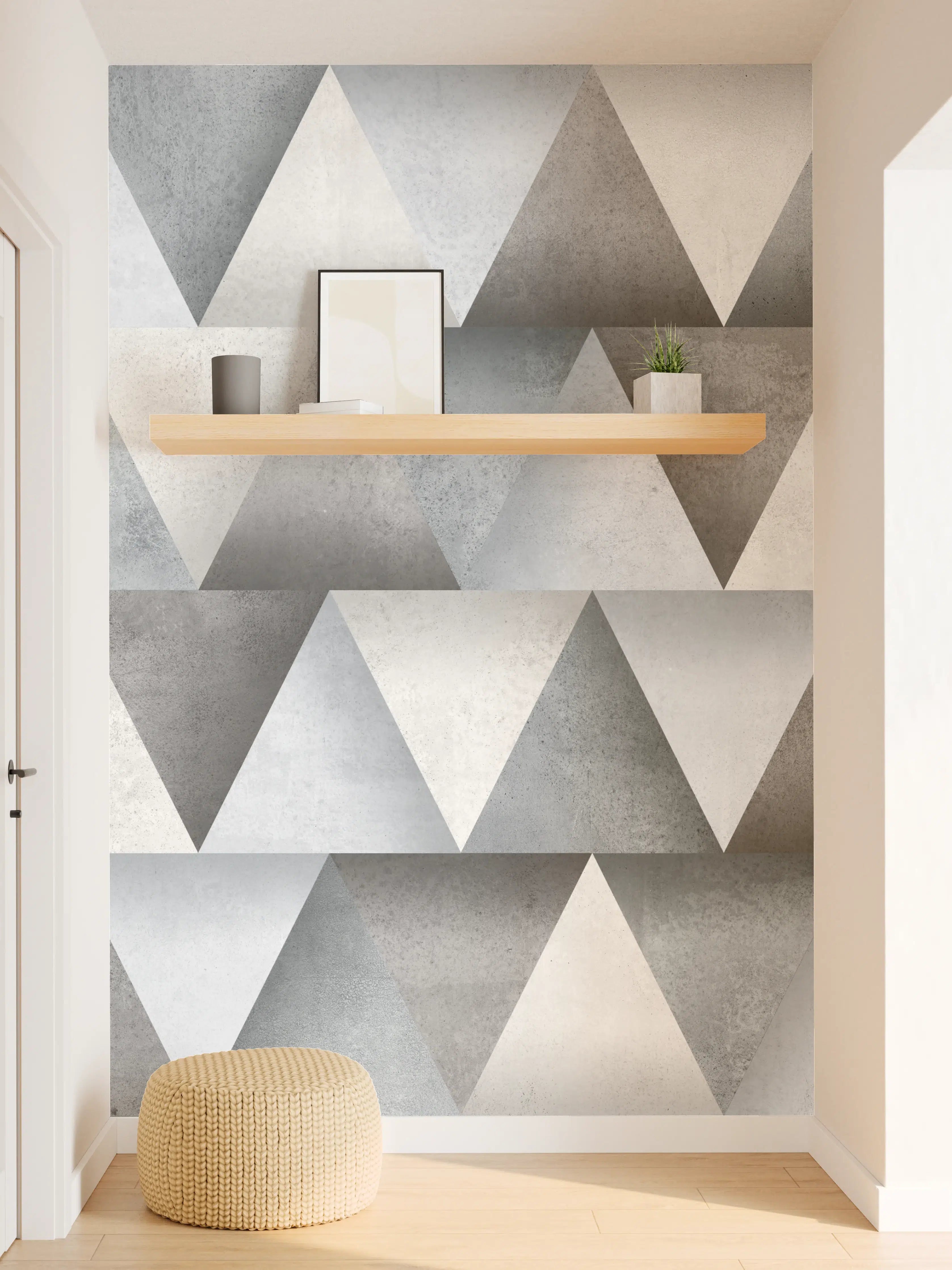 Wandverkleidung Flur - Zementstein im Dreiecks Muster
