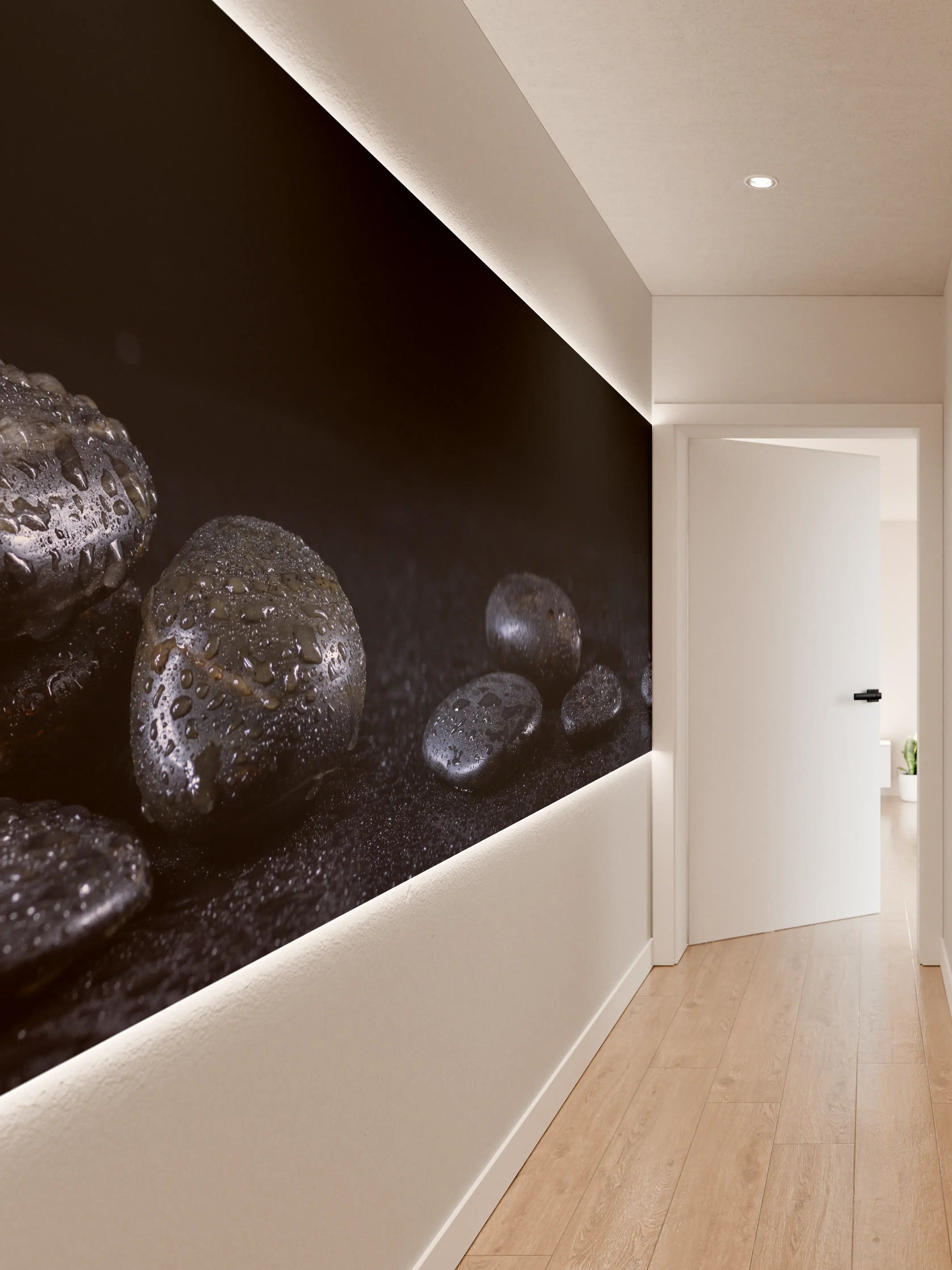 Wandverkleidung Flur - Zen - Schwarze Steine