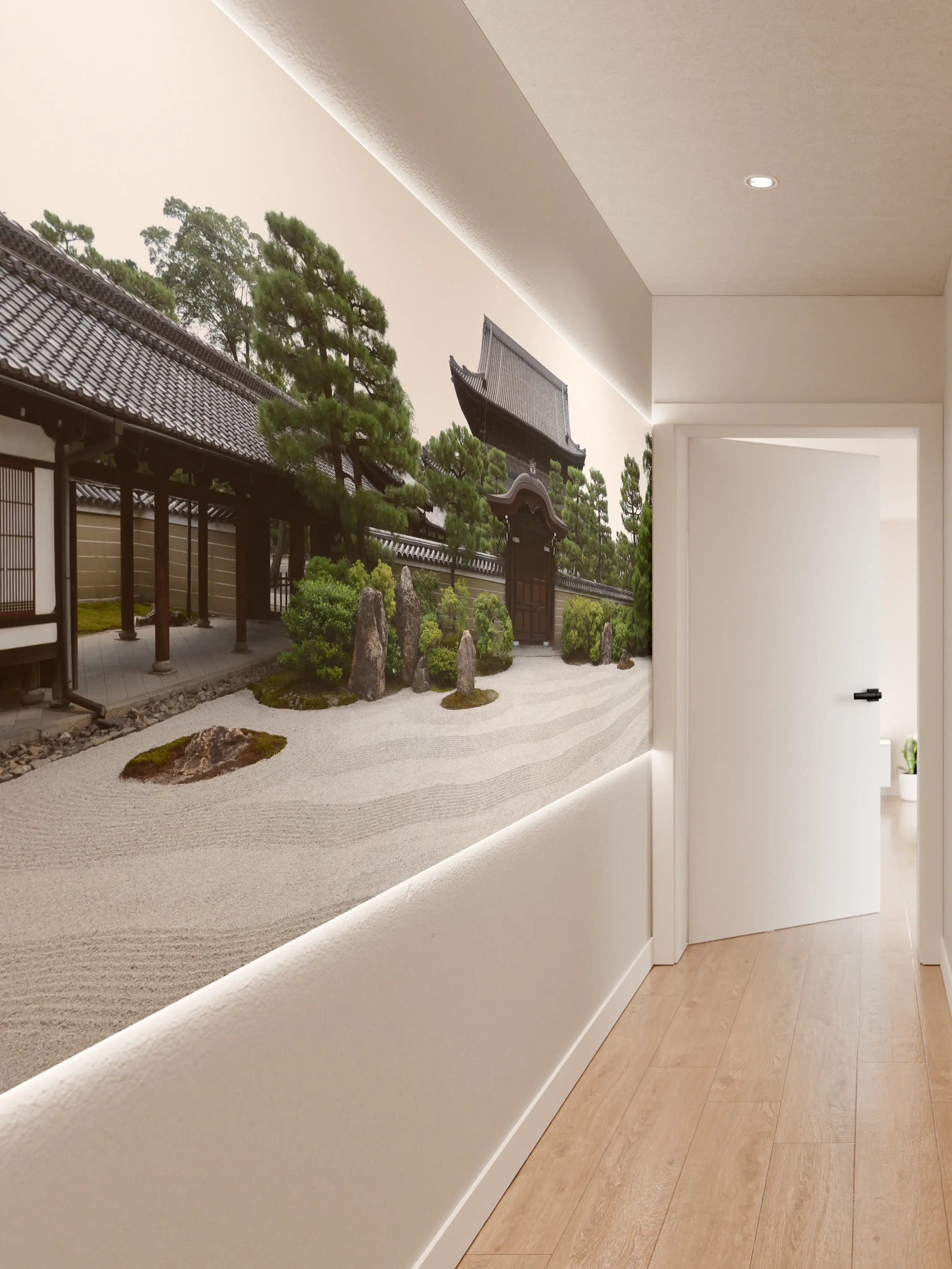 Wandverkleidung Flur - Zen Garten mit traditionellem Tor