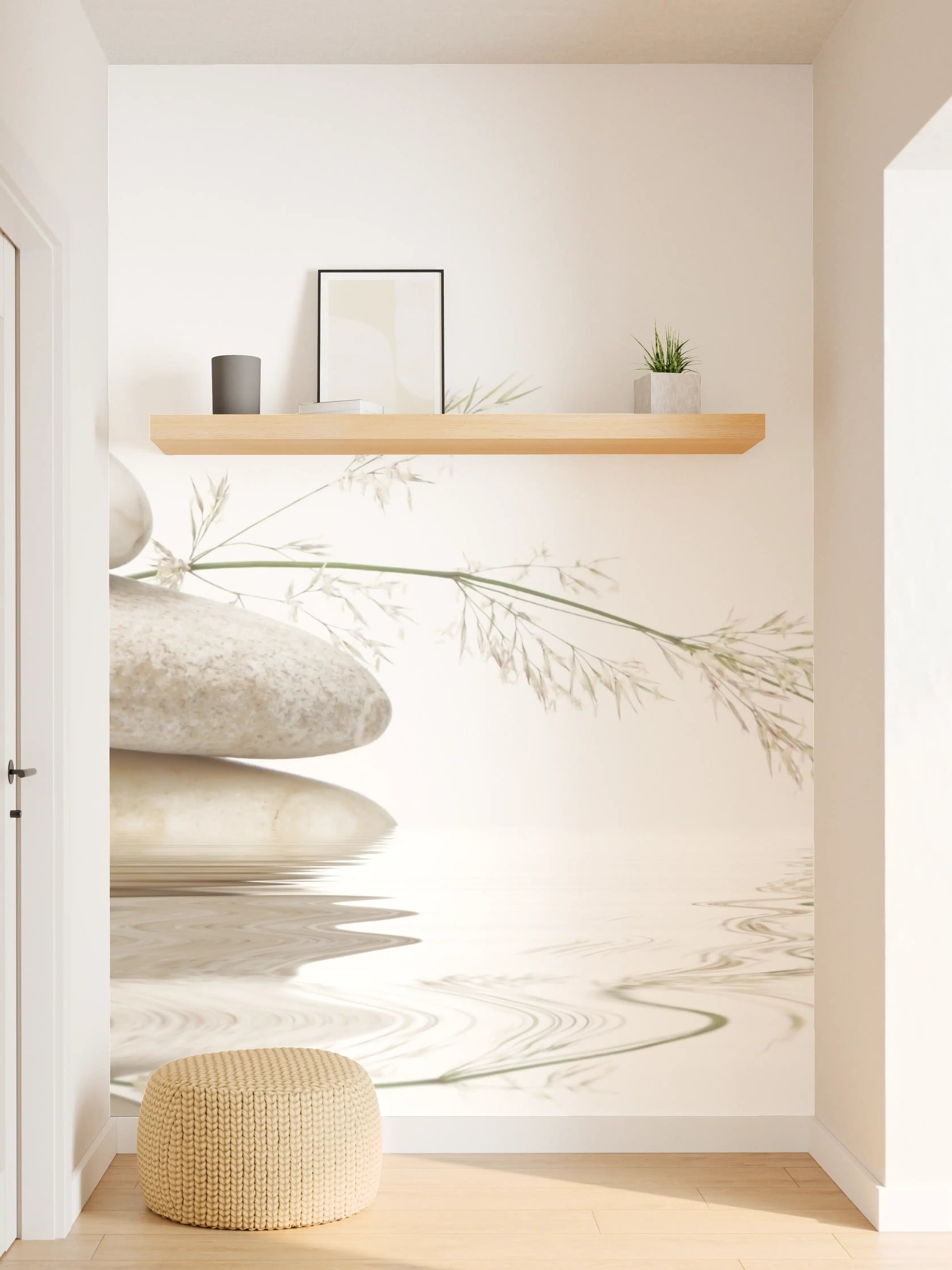 Wandverkleidung Flur - Zen Steine und Naturdetail