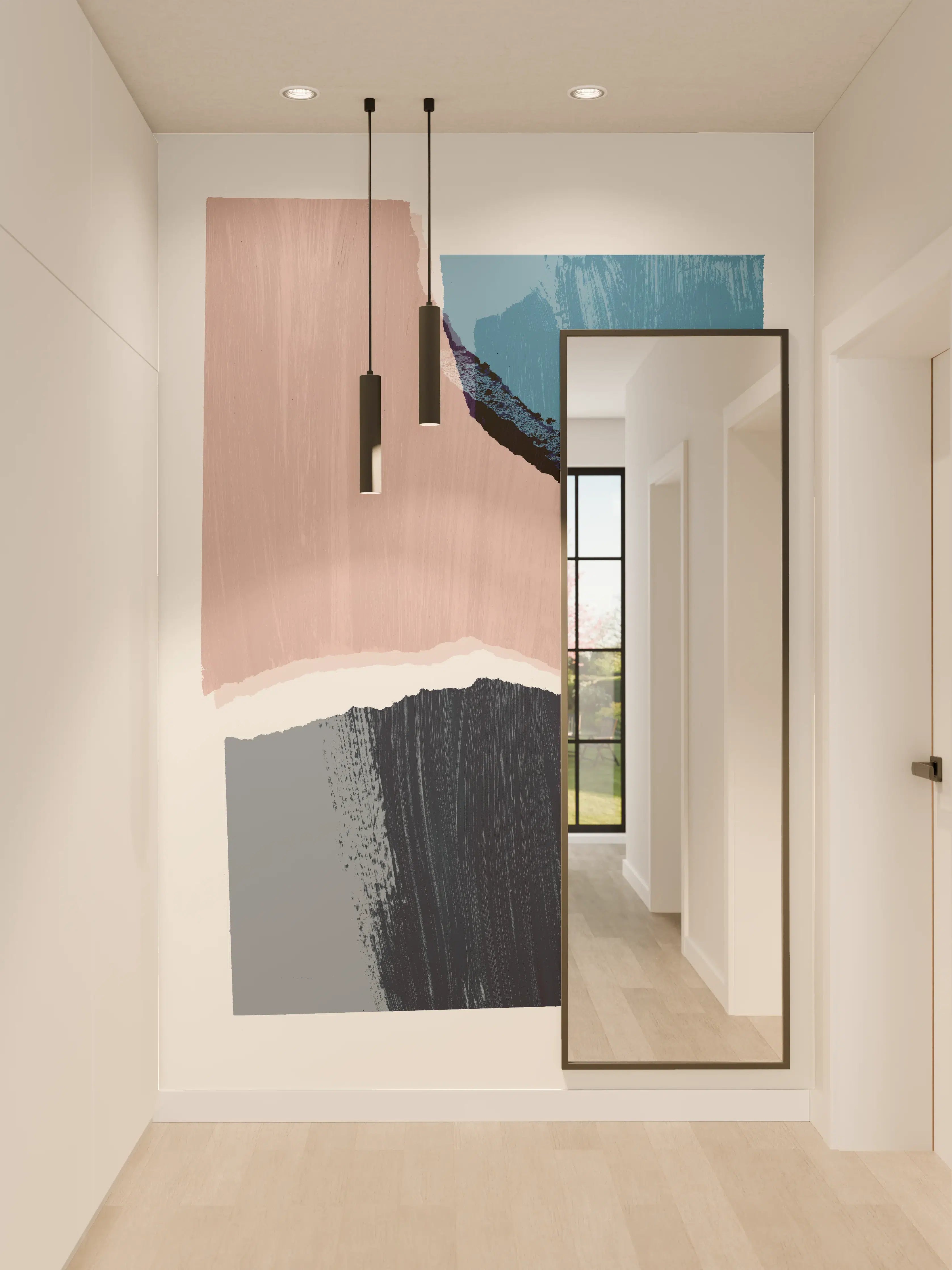 Wandverkleidung Flur - Zerrissenes Papier Muster - Kunst