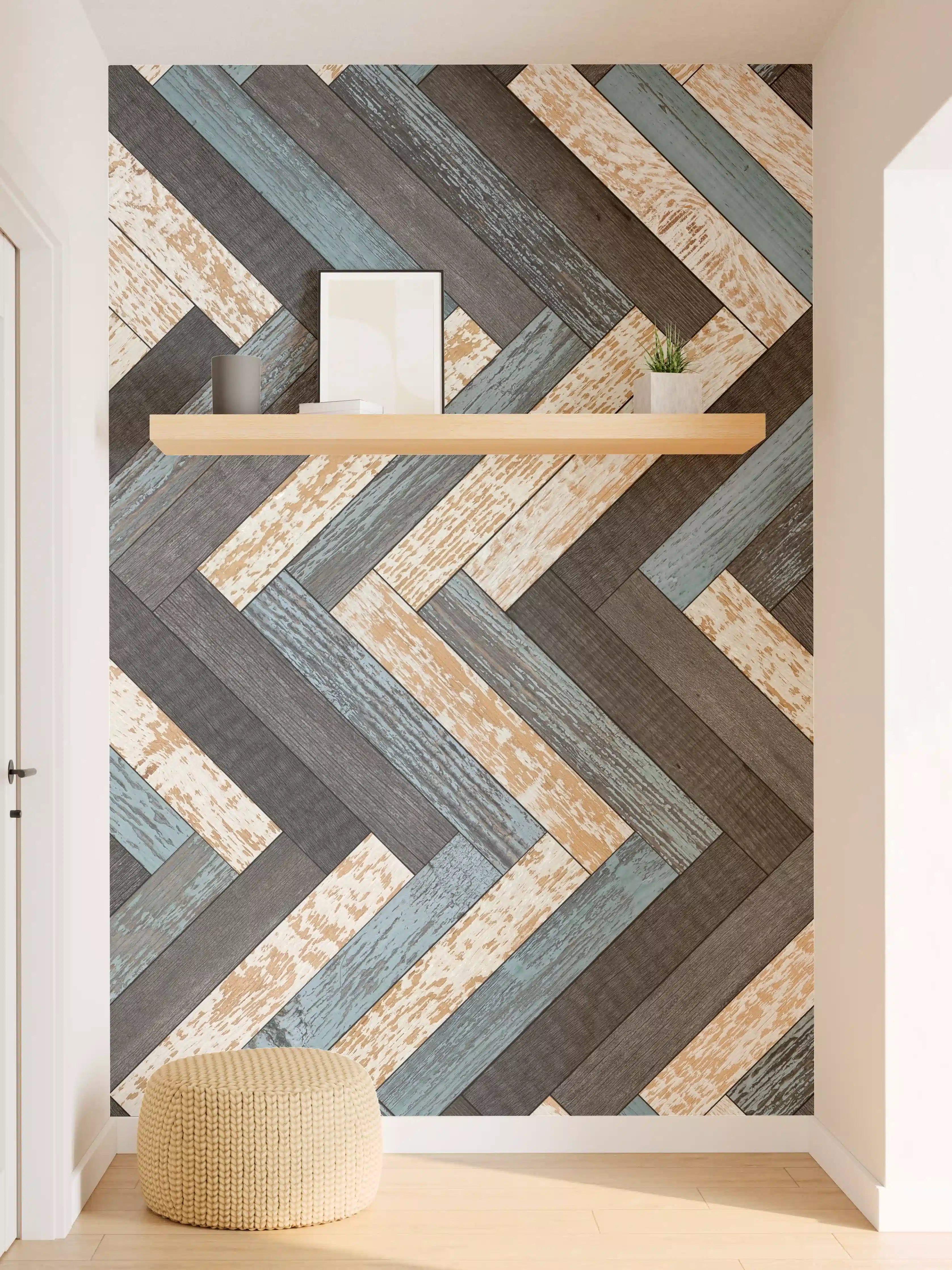 Wandverkleidung Flur - Zickzackförmige Holztextur