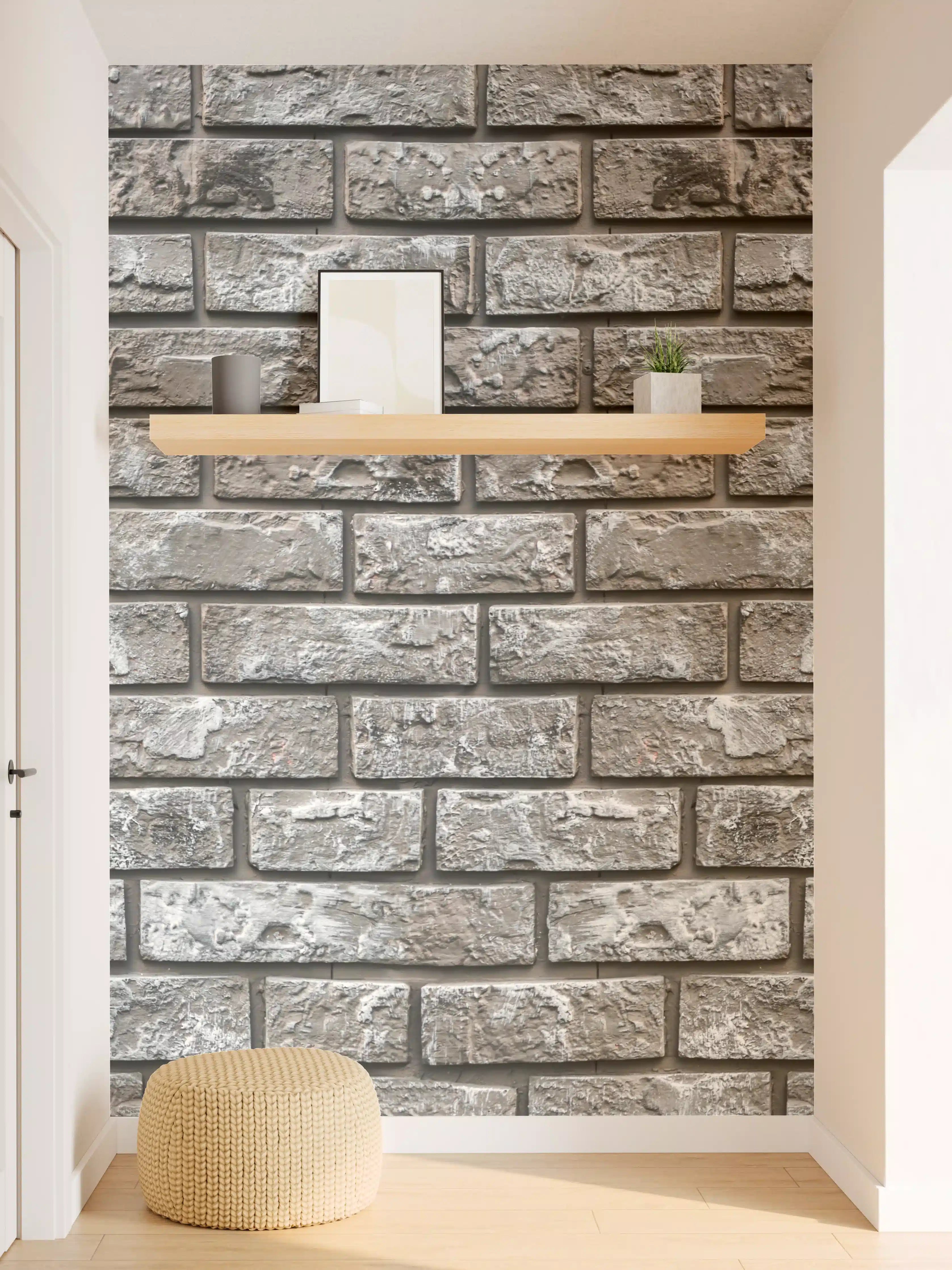Wandverkleidung Flur - Ziegelmauer aus dekorativem grauem Stein