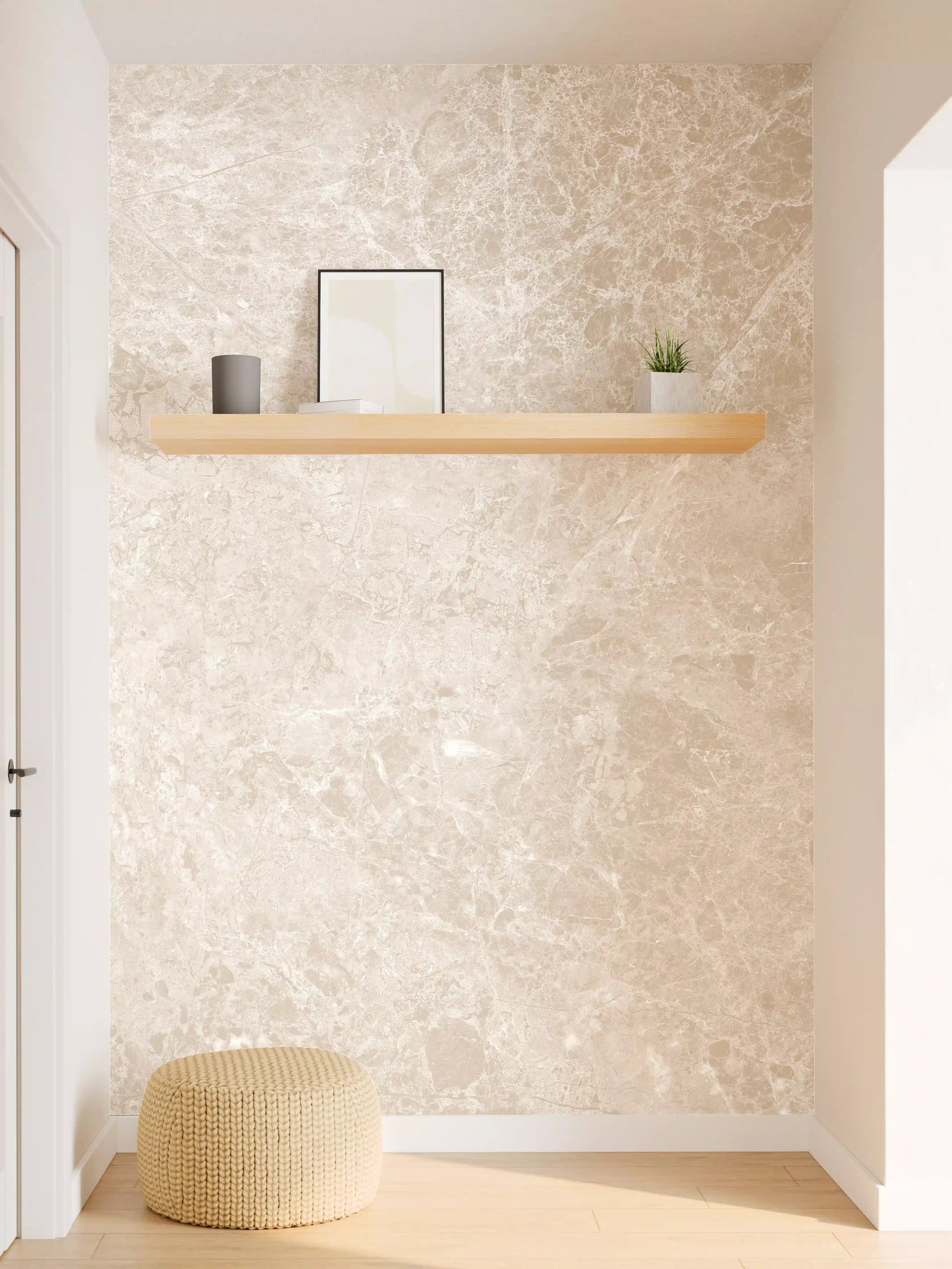 Wandverkleidung Flur - beiger Naturmarmor
