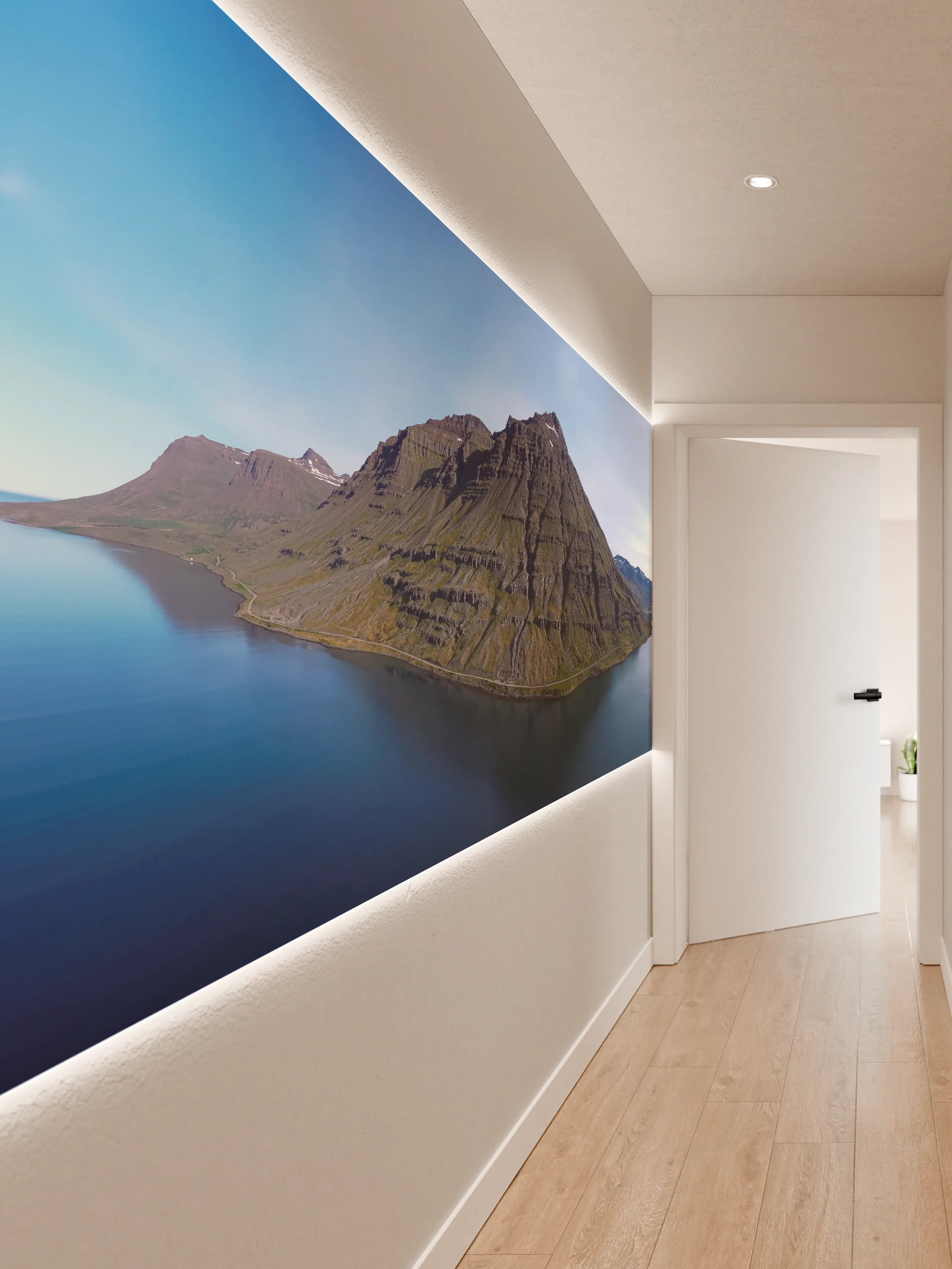 Wandverkleidung Flur - luftbildpanorama in den isländischen ostfjorden