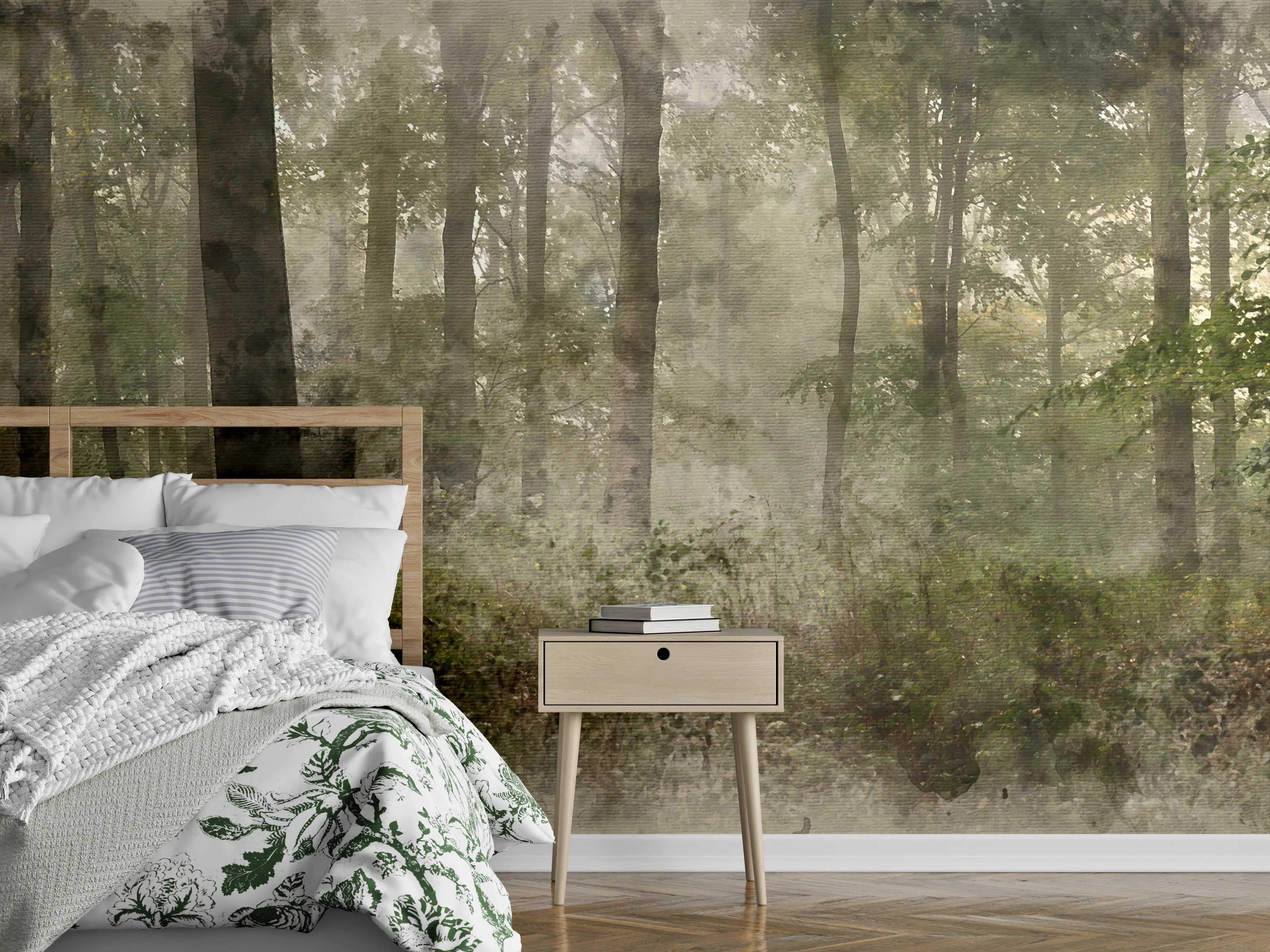 Wandverkleidung Schlafzimmer - Digitale Aquarellmalerei - von Wendo