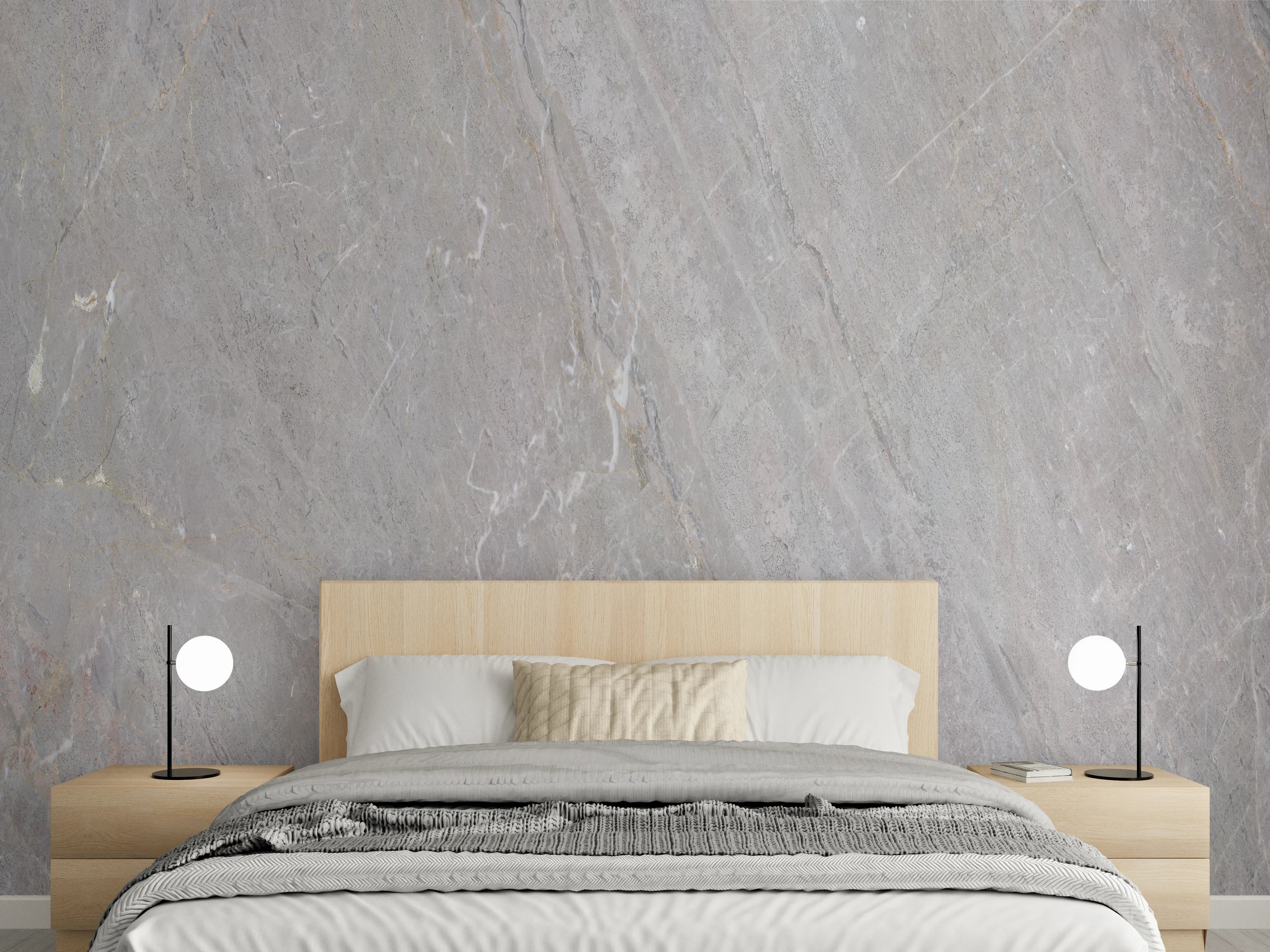 Wandverkleidung Schlafzimmer - Natürliche Graue Marmor Textur