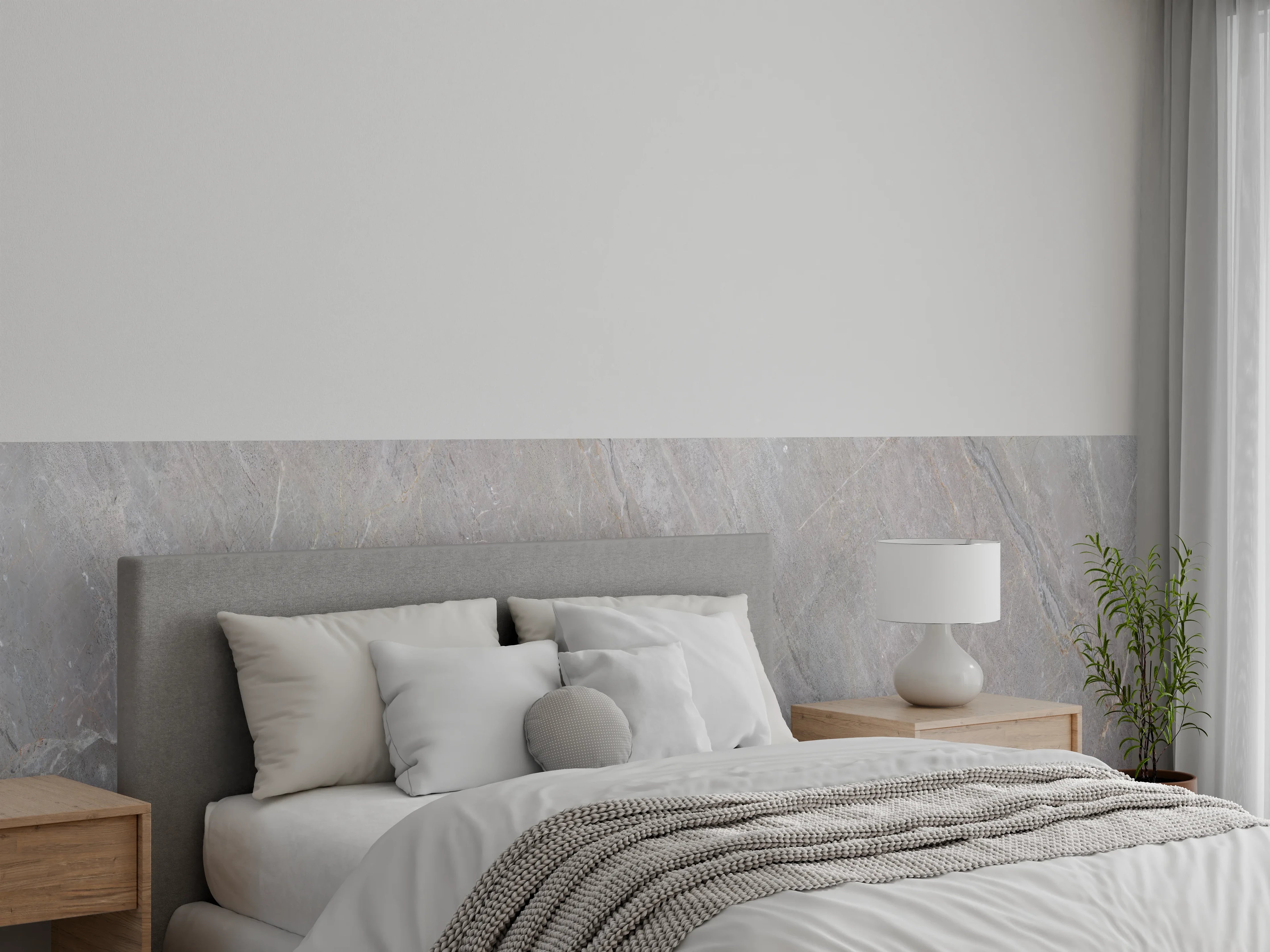 Wandverkleidung Schlafzimmer - Natürliche Graue Marmor Textur