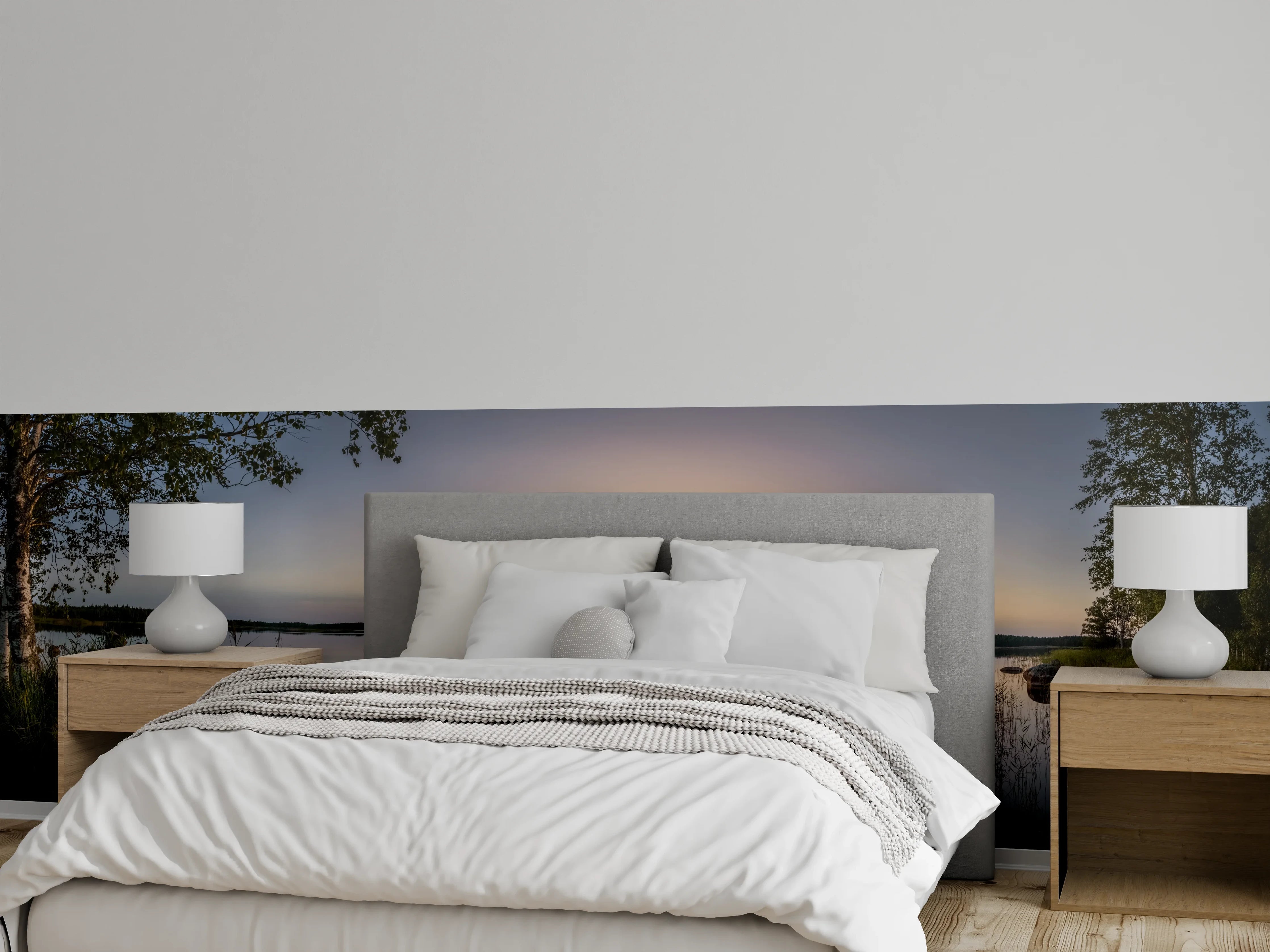 Wandverkleidung Schlafzimmer - Abendgrau am stillen See