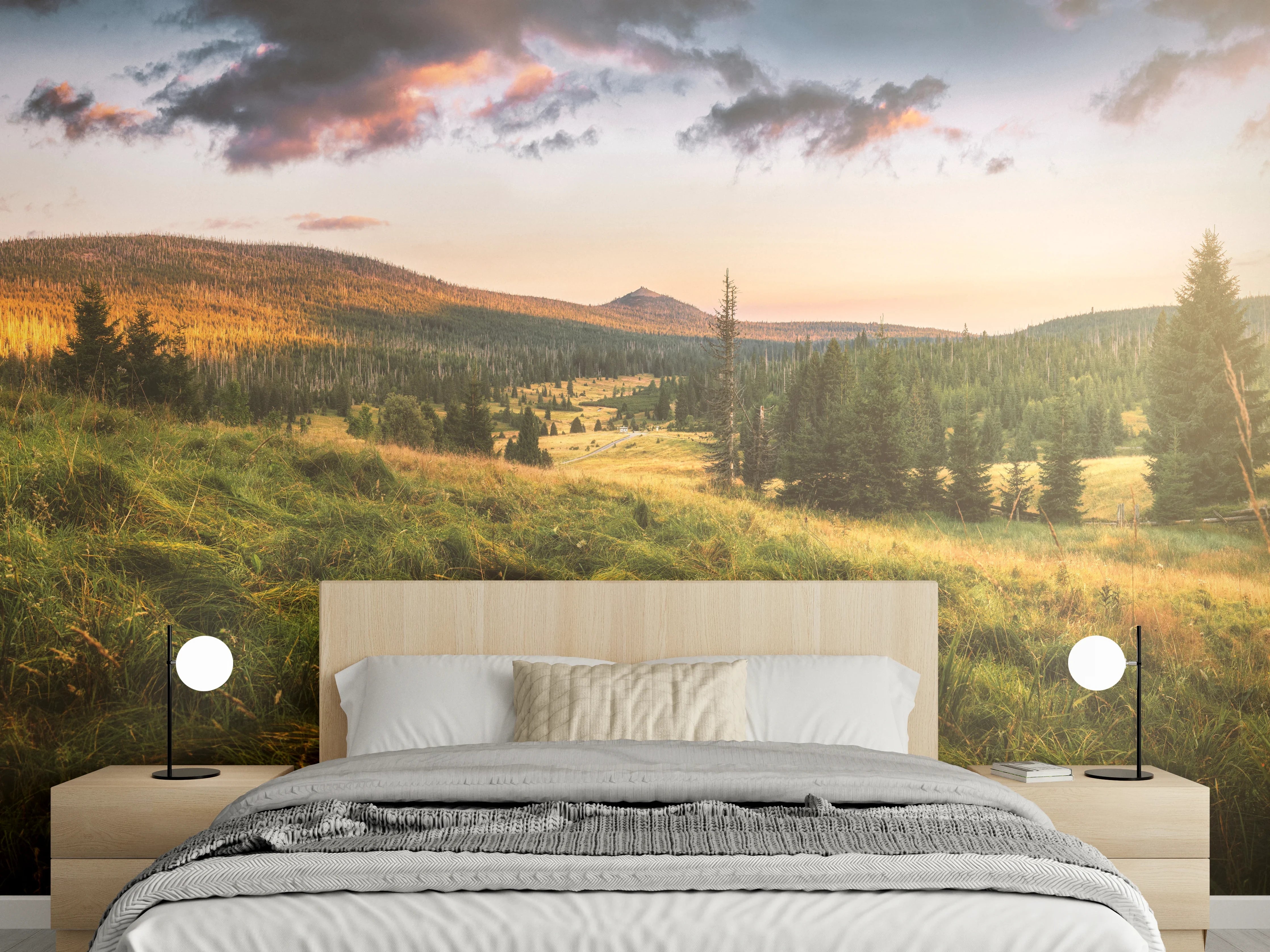 Wandverkleidung Schlafzimmer - Abendlicher Berg Luzný - Tschechien