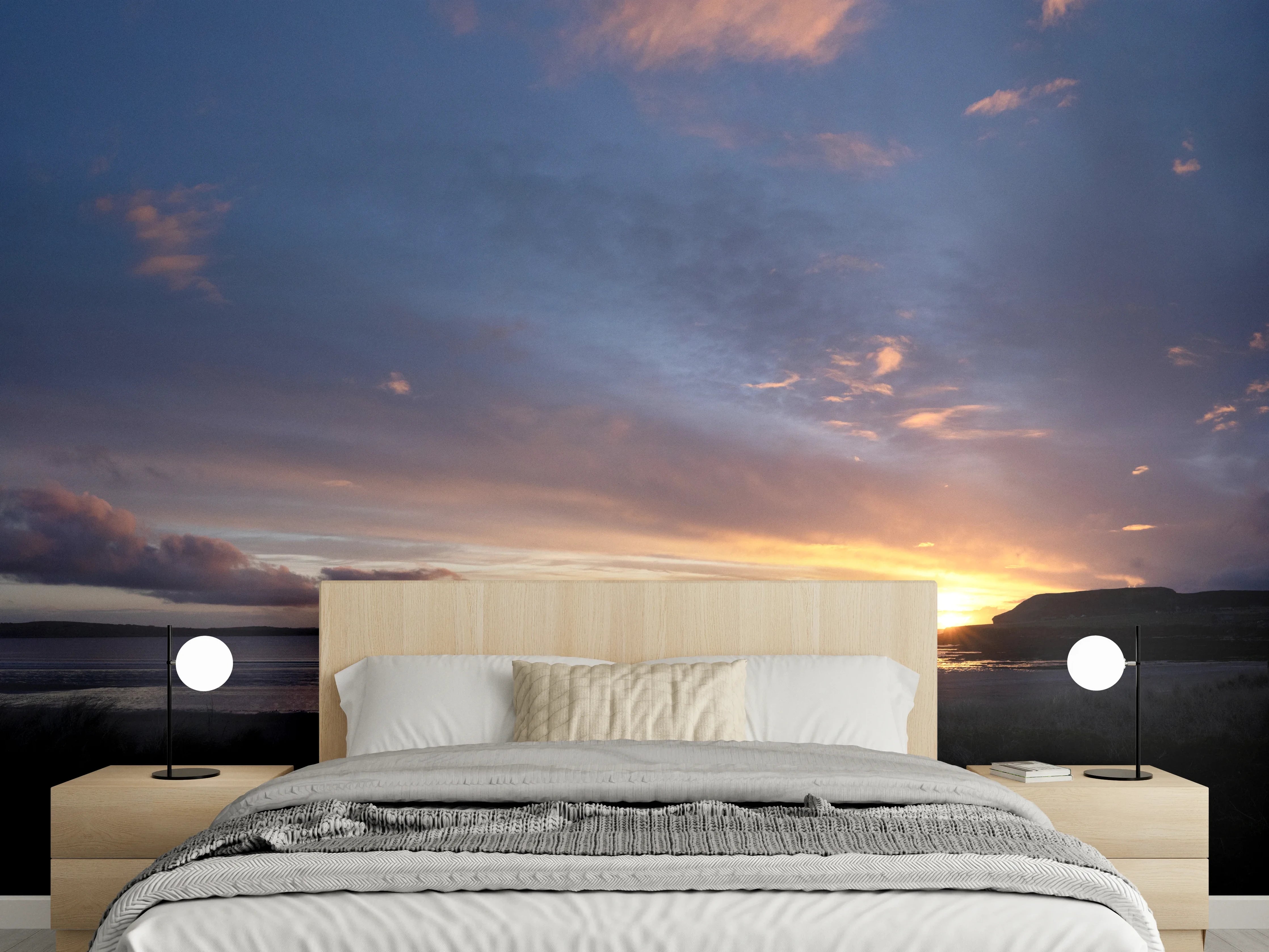 Wandverkleidung Schlafzimmer - Abendlicher Sonnenuntergang am Meer
