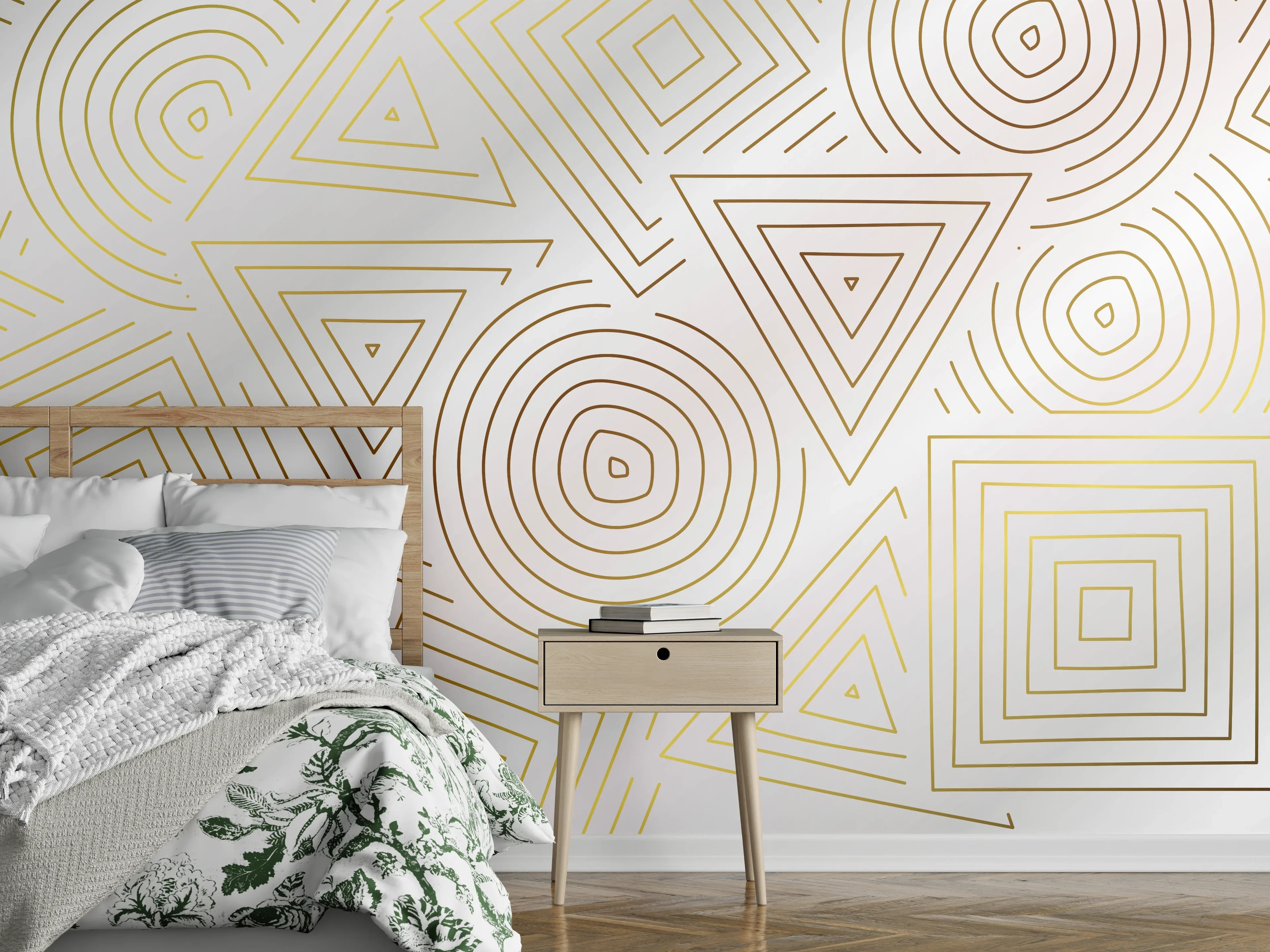 Wandverkleidung Schlafzimmer - Abstrakt Geometrische Linien Kunst