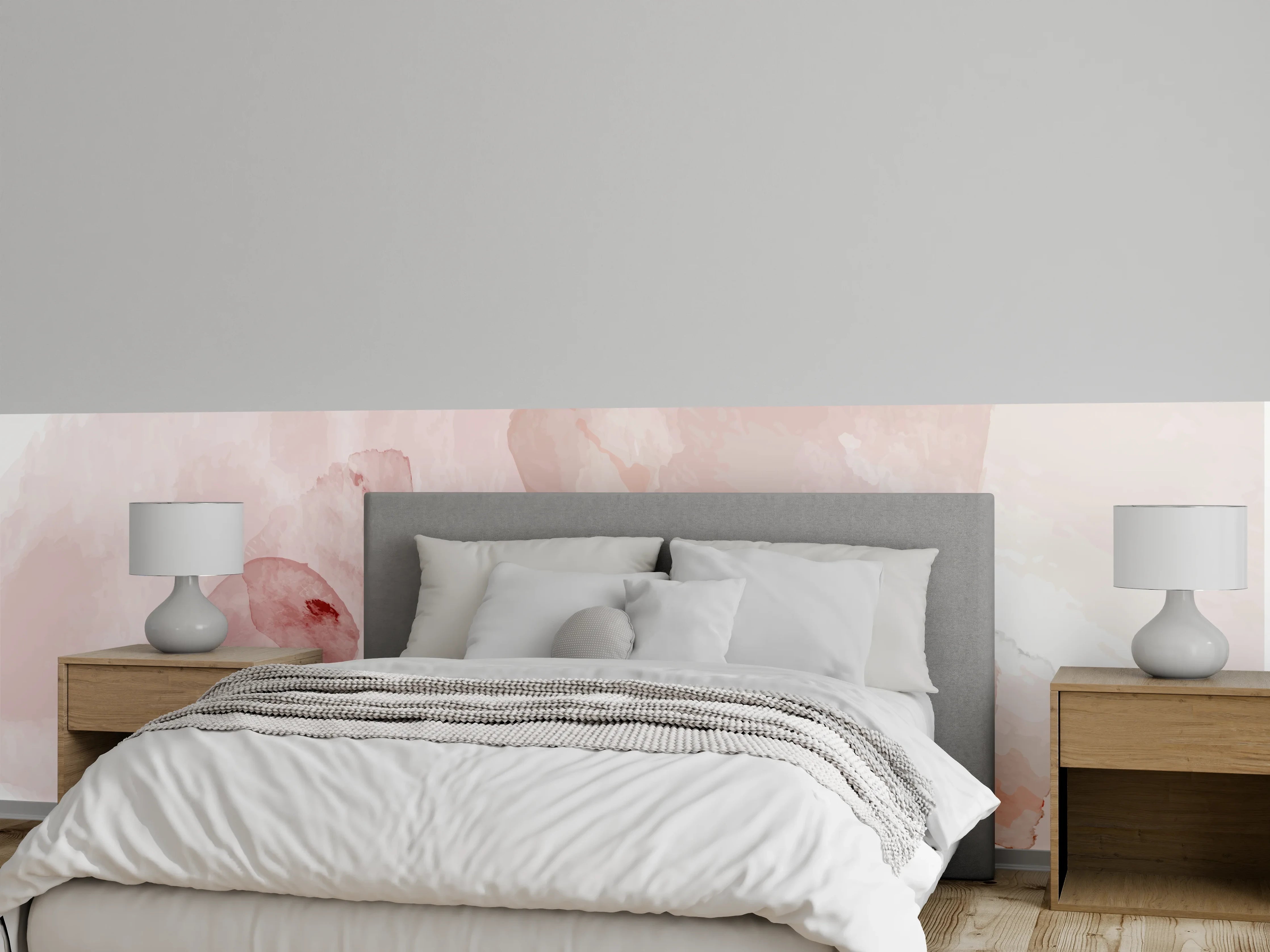 Wandverkleidung Schlafzimmer - Abstrakte Aquarell Rosa Töne