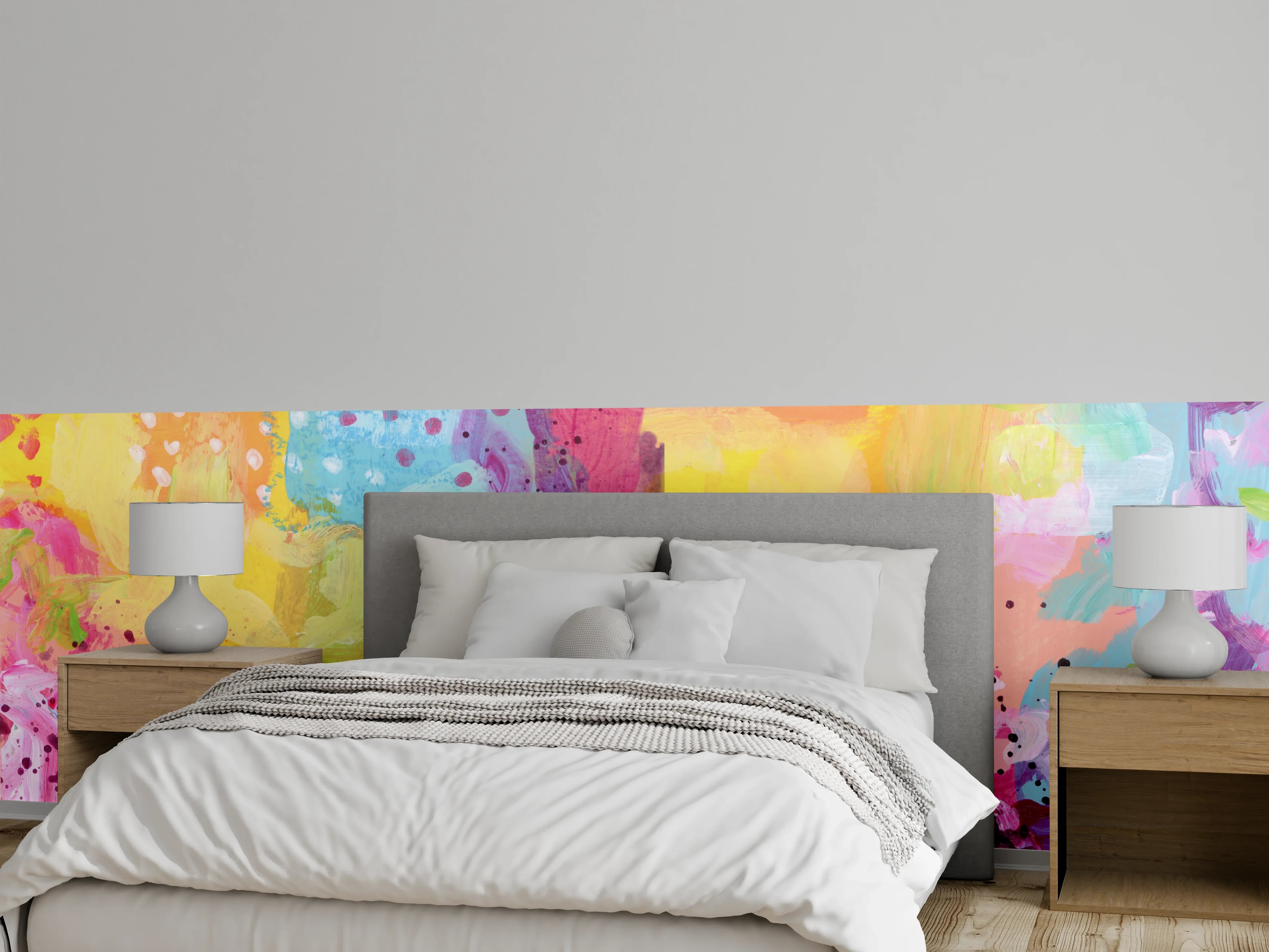 Wandverkleidung Schlafzimmer - Abstrakte Aquarellfarben Wandkunst