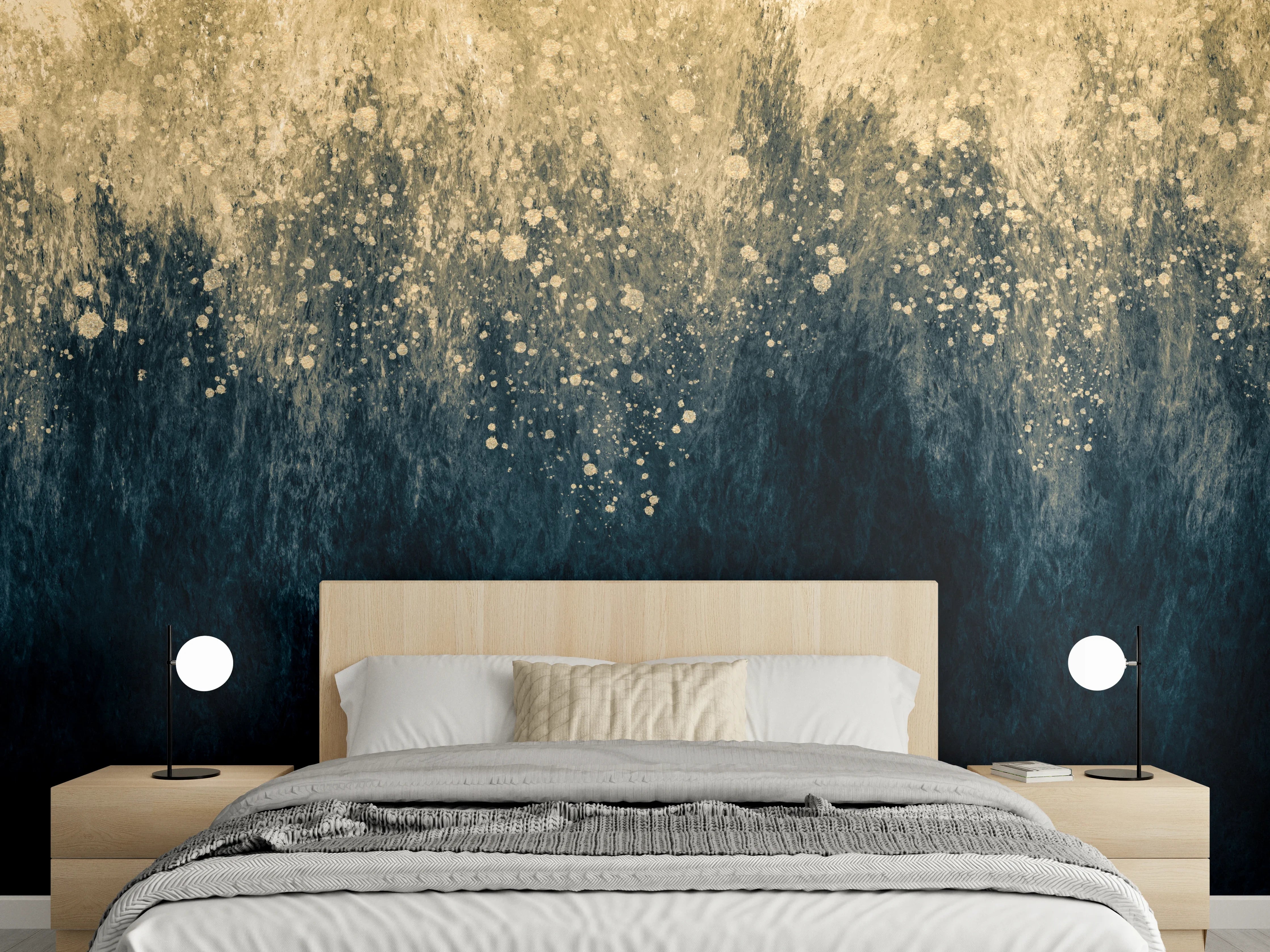 Wandverkleidung Schlafzimmer - Abstrakte Aquarellkunst - Vintage
