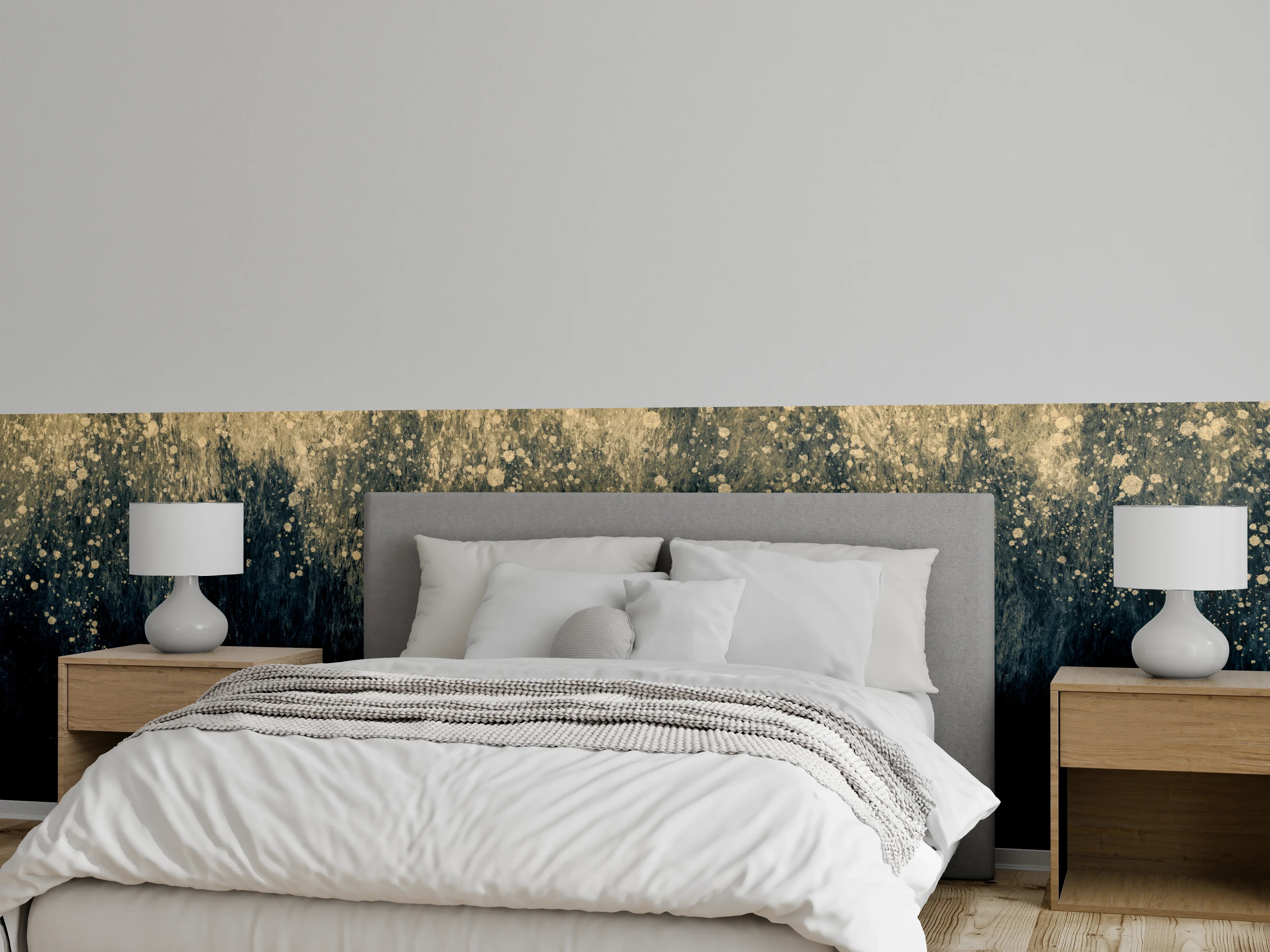 Wandverkleidung Schlafzimmer - Abstrakte Aquarellkunst - Vintage