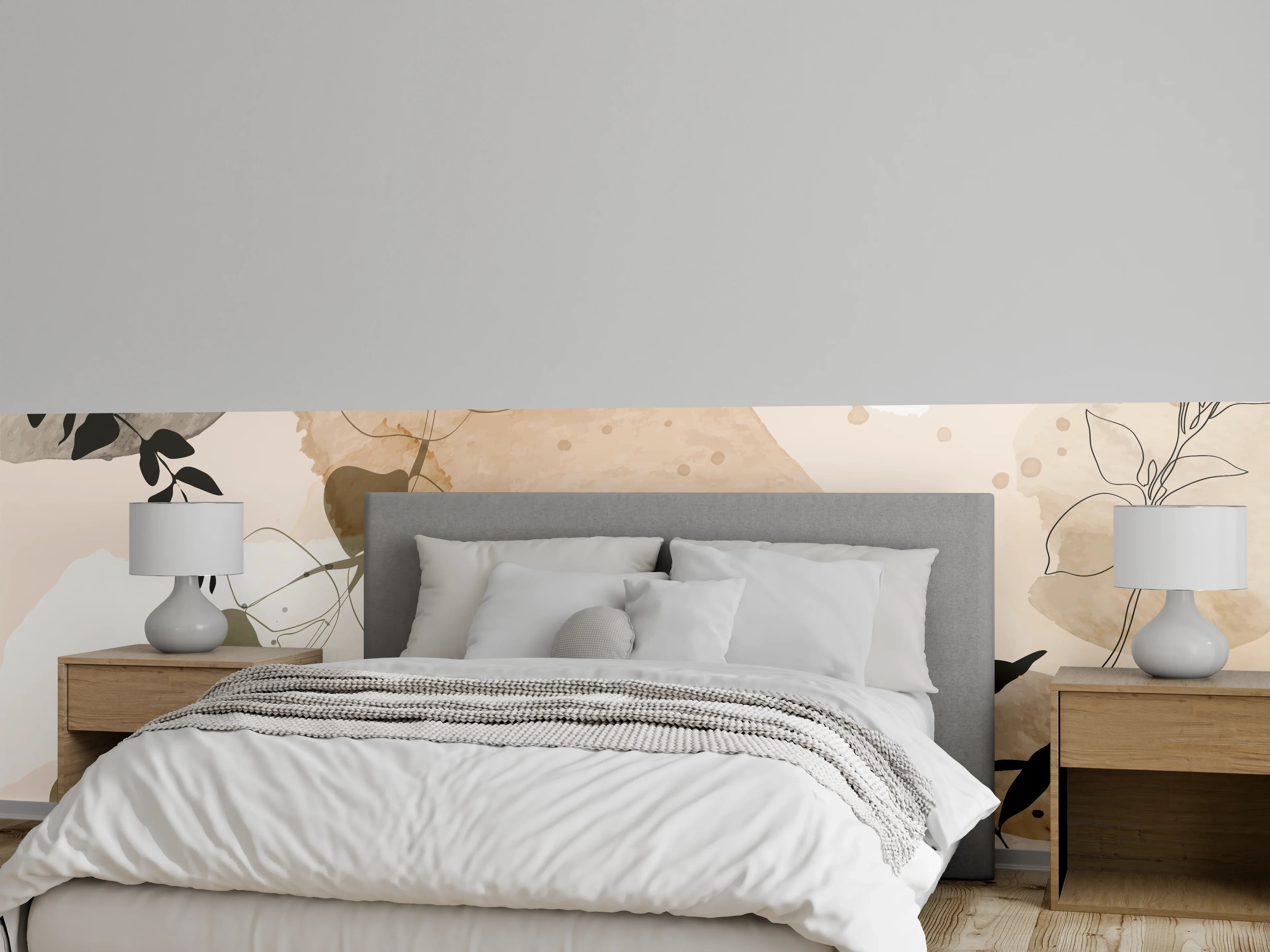 Wandverkleidung Schlafzimmer - Abstrakte Beige-Töne Kunst