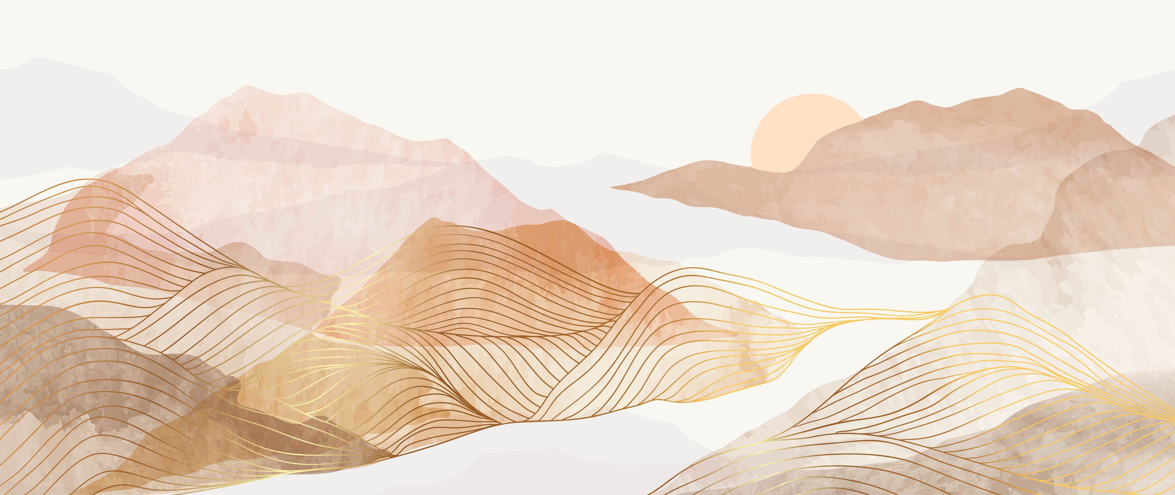 Wandverkleidung Schlafzimmer-Abstrakte Bergenlandschaft in Erdtönen